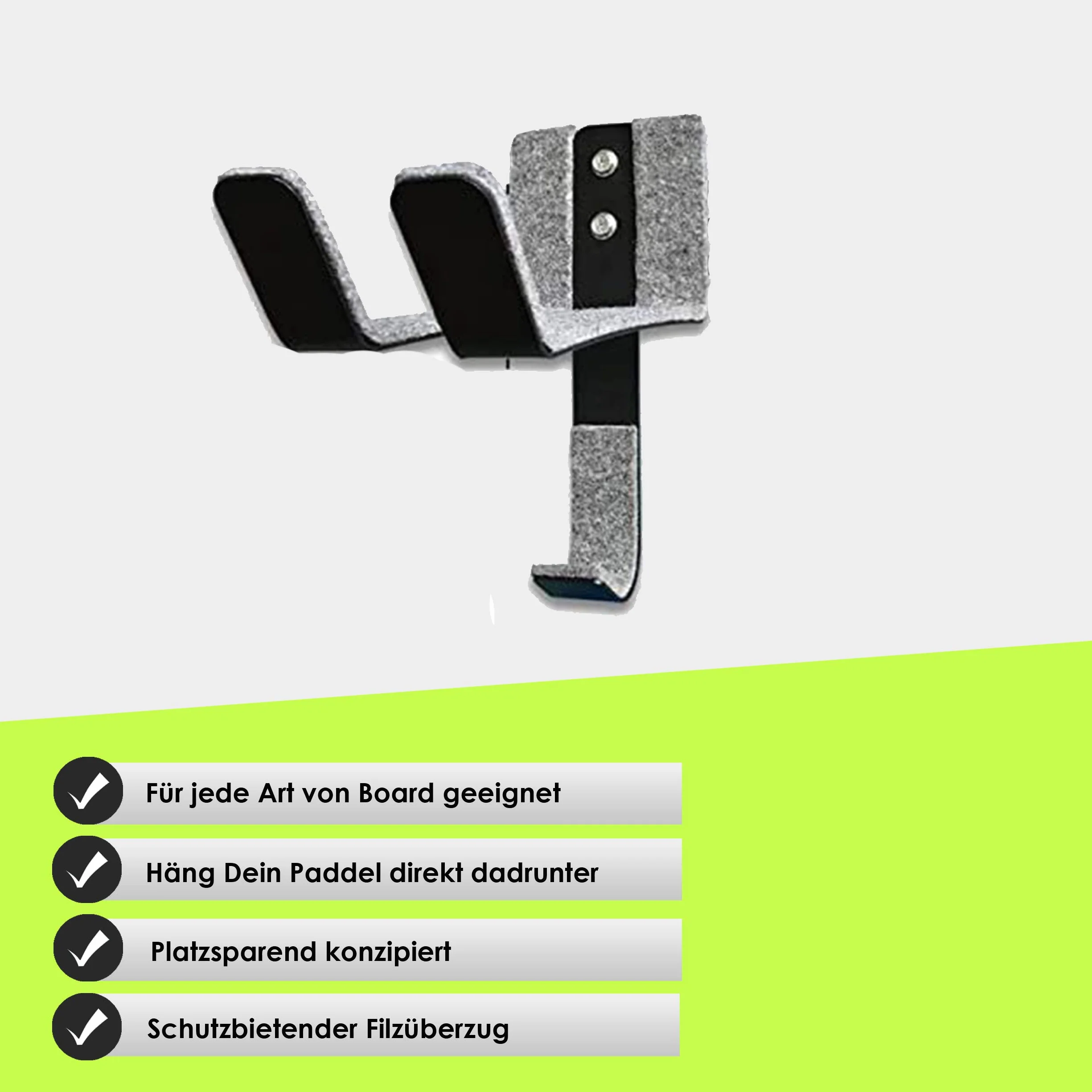 SUP RACKy uchwyt ścienny do SUP | Stand up Paddleboard | deska surfingowa | longboard | jeździec falisty | uchwyt pokryty filcem | wysokiej jakości akcesoria SUP | uchwyt do wiosła