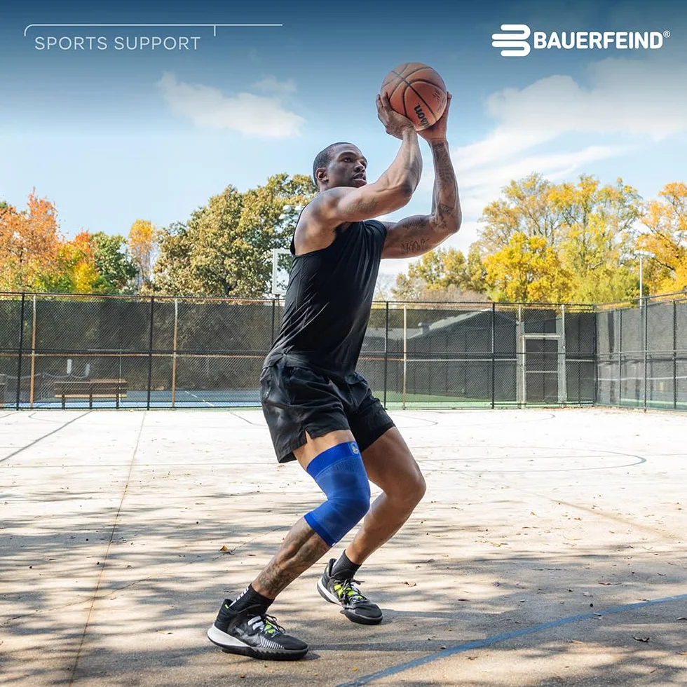 BAUERFEIND Opaska na kolano „Sports Compression Knee Support NBA“, 1 unisexowa opaska na kolano do sportów piłkarskich, opaska na kolano do koszykówki z logo zespołu