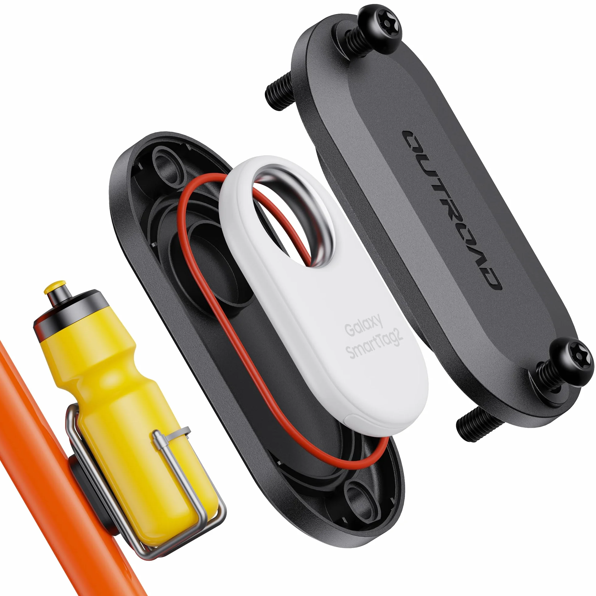 CITYWAY SmartTag2 uchwyt rowerowy, wodoodporny uchwyt na śledzenie GPS IPX8 do galaktyki, ukryty pod klatką na butelki lub samodzielnie, przedłużone czarne śruby M5 (1 opakowanie, czarny)