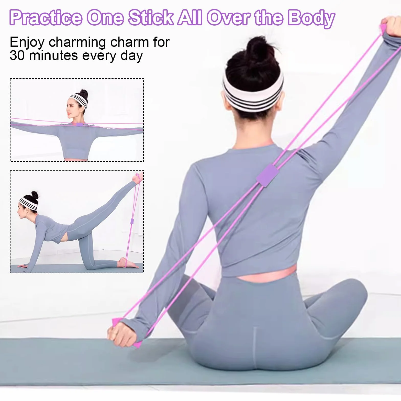 Zestaw do pilatesu do domu, zestaw do pilatesu, zestaw dla kobiet z piłką do pilatesu, 25 cm, pierścień do pilatesu, 2 taśmy oporowe, zestaw akcesoriów do pilatesu, zestaw do pilatesu, sprzęt do