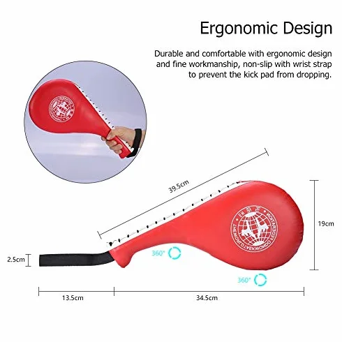 Tbest Taekwondo Pads, 1 Pair, Red, PU + EVA, 38 x 19 x 5 cm, Martial Arts Boxing Training
