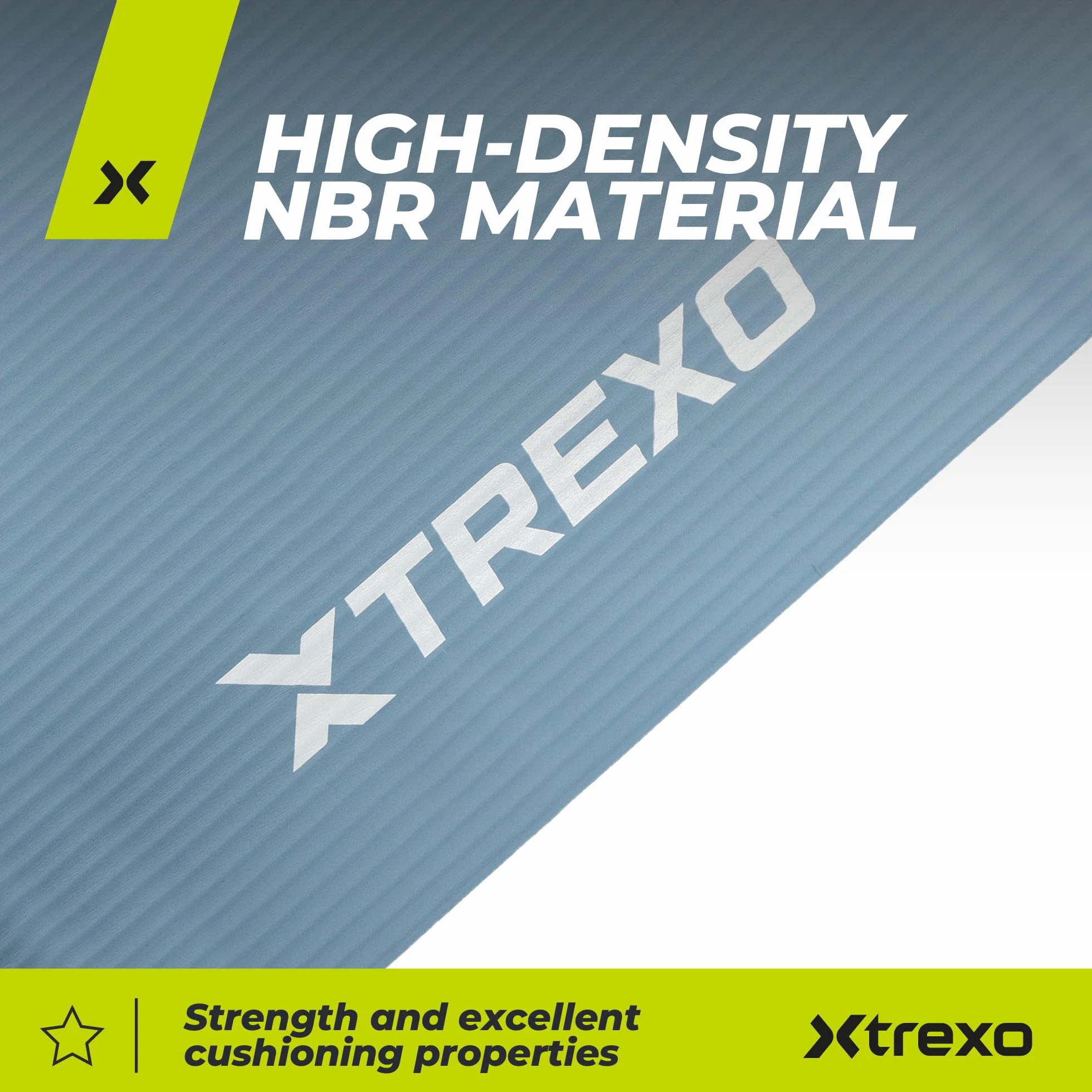 XTREXO NBR mata do ćwiczeń w kolorze jasnoróżowym, 183 x 61 cm, materiał o wyjątkowej trwałości i elastyczności, grubość 15 mm z antypoślizgową teksturą, w komplecie z paskiem do noszenia, idealna do
