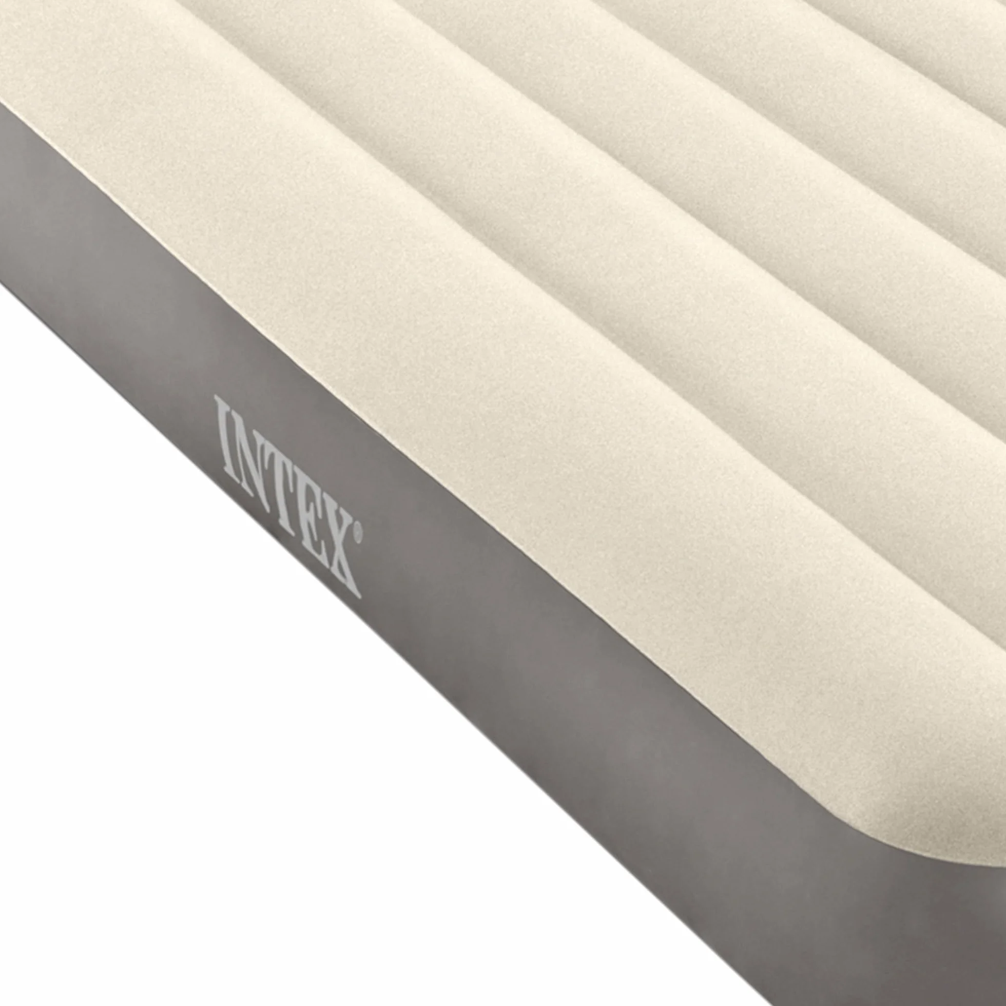 Intex Airbed Materasso Deluxe Classic Matrimoniale Dura Beam con Tecnologia Fiber Tech, Tinta Unita, Tortora/Grigio, 152 x 203 x 25 cm