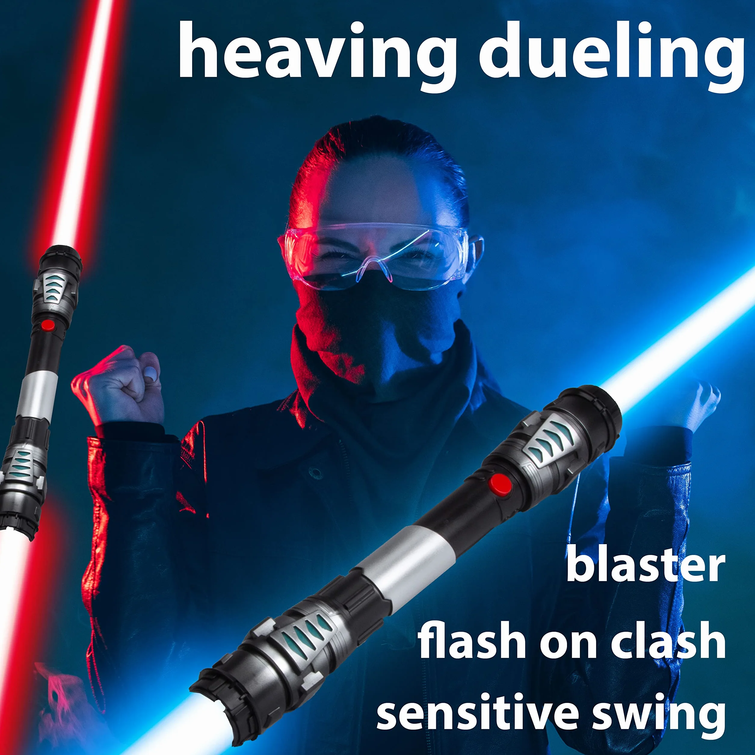 Miecz laserowy o podwójnym ostrzu Miecz laserowy 138 cm z oświetleniem i dźwiękiem (Czerwony)