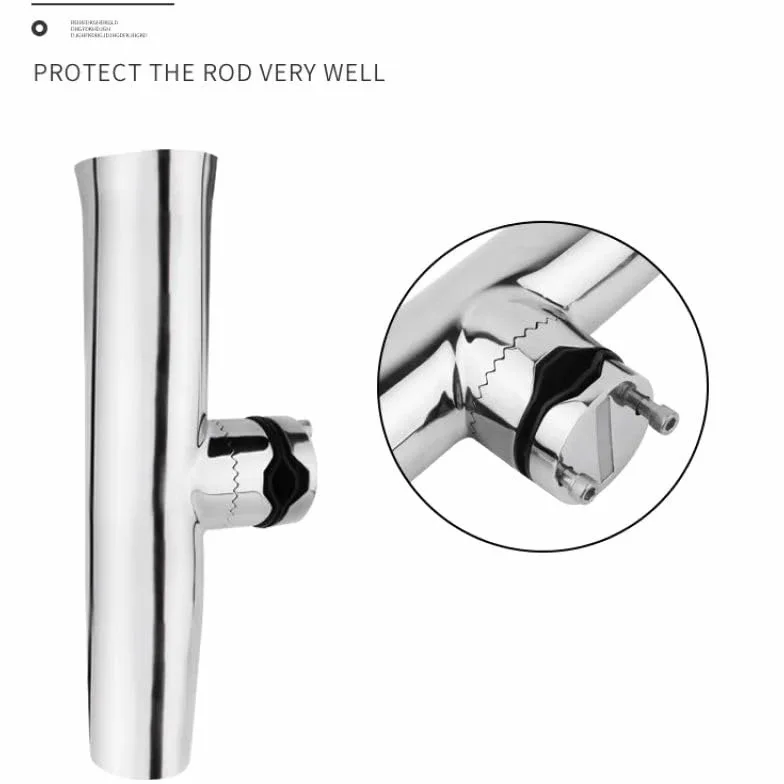 Stainless Steel 360° Clamp Fishing Rod Holder 1-1/4'' to 2'' Boat Marine Accessories