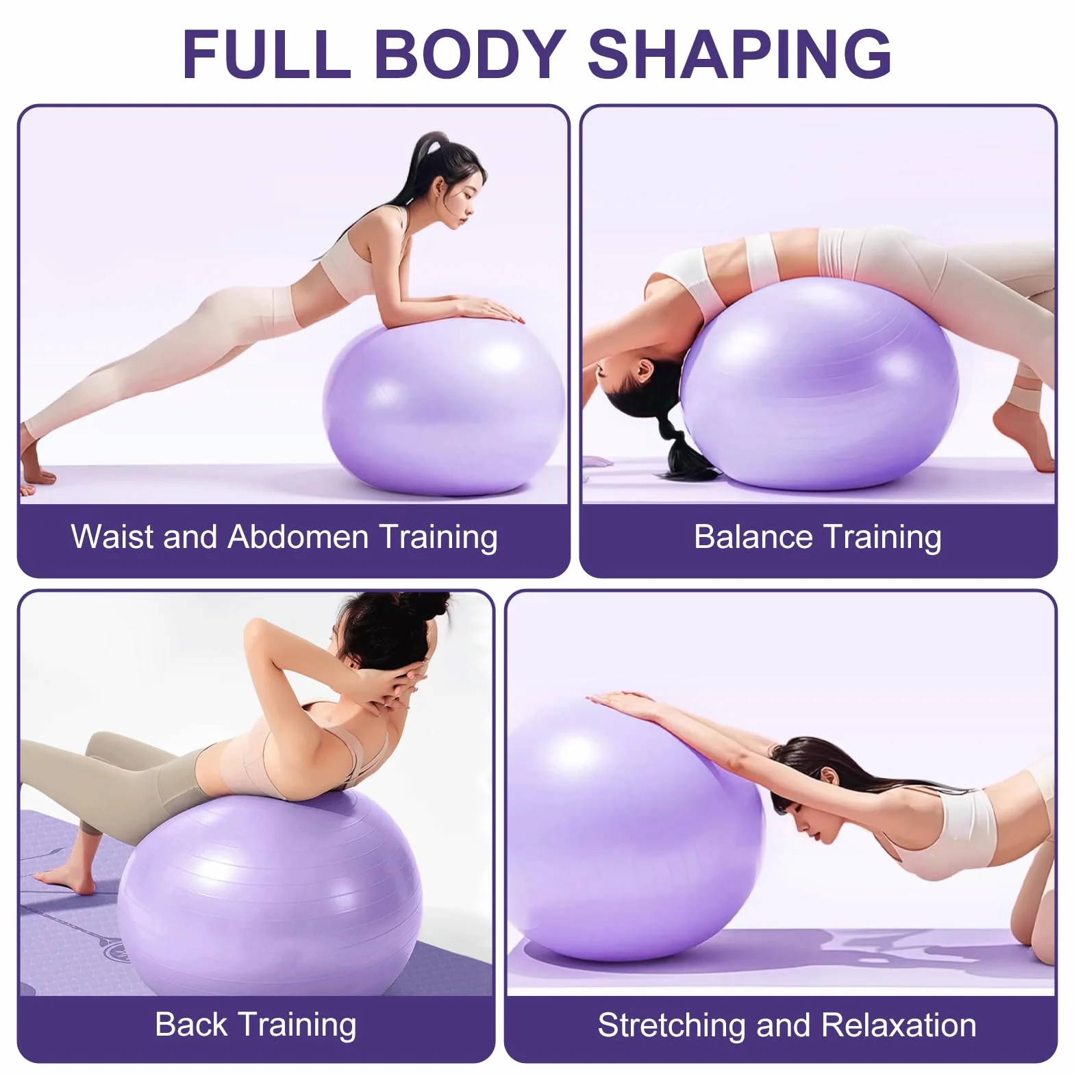flintronic Piłka do ćwiczeń, przeciwwstrząsowa piłka do jogi, fitness, 55 do 65 cm, bardzo gruba szwajcarska piłka z pompką ręczną do jogi, pilatesu, fitnessu