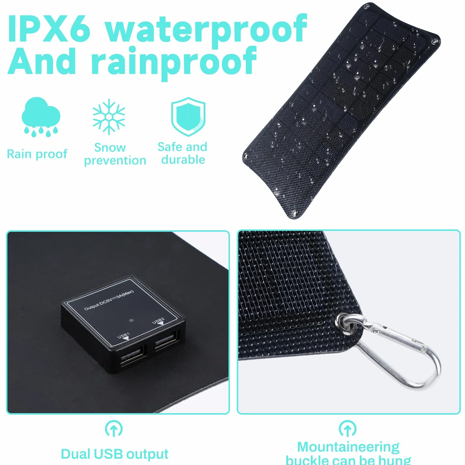 Panel słoneczny 10 W 5 V podwójny port USB 2 A ładowarka do plecaka na zewnątrz
