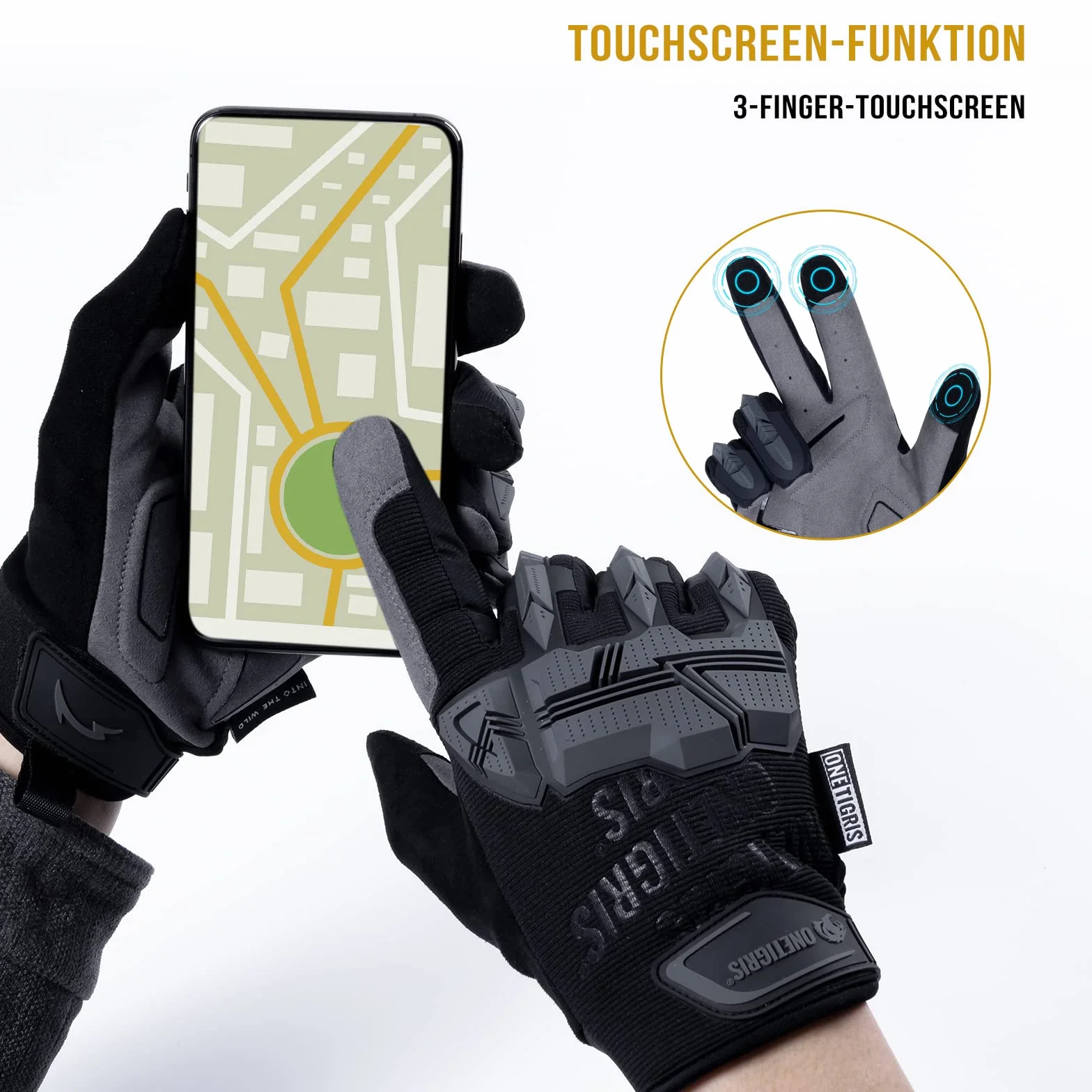 OneTigris Taktische Rękawice Militarne Dotykowe Rękawice Motocyklowe Outdoor Motocross Rękawice Wspinaczkowe dla Airsoft Paintball Wędrowanie Polowanie Kolarstwo