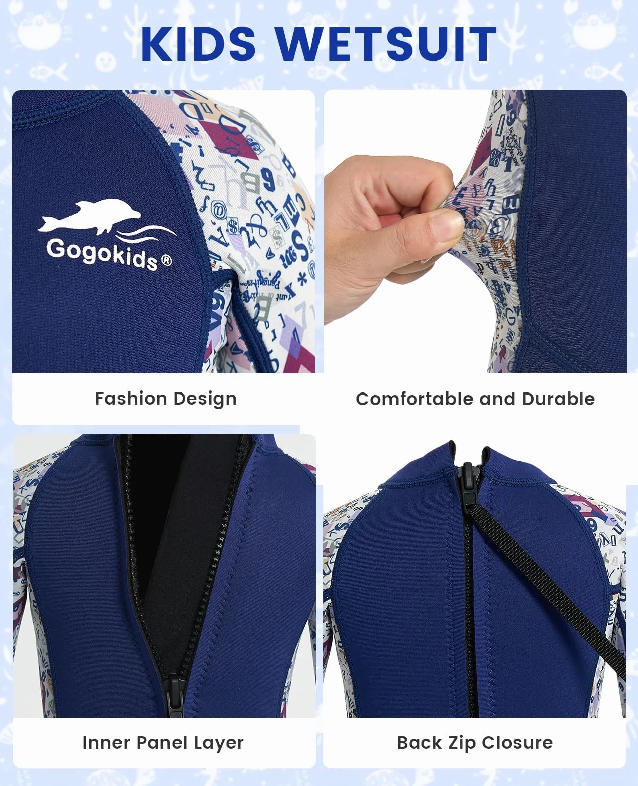 Gogokids Dziewczęcy kombinezon dziecięcy neoprenowy strój kąpielowy - dziecięcy rash guard jednoczęściowe stroje kąpielowe 2,5 mm strój do nurkowania z rurką UV 50+ ochrona przed słońcem