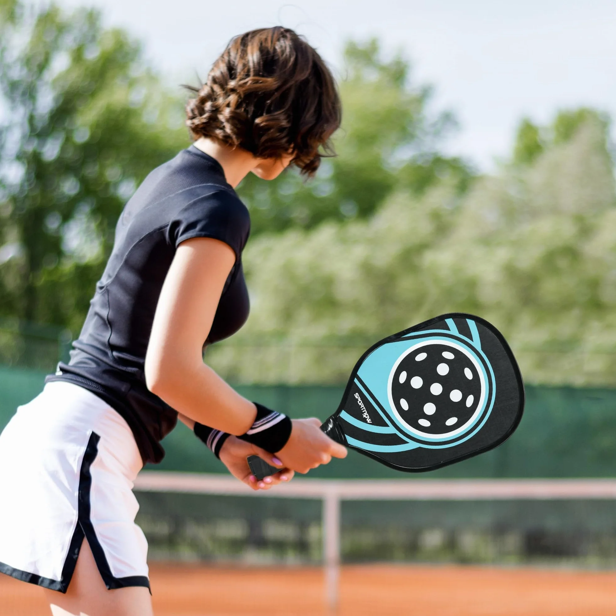 SPORTNOW Zestaw kijów do pikle, zestaw 4 kijów do pickleball, 4 piłki, torba do noszenia, zestaw do użytku wewnątrz i na zewnątrz, dla młodzieży i dorosłych