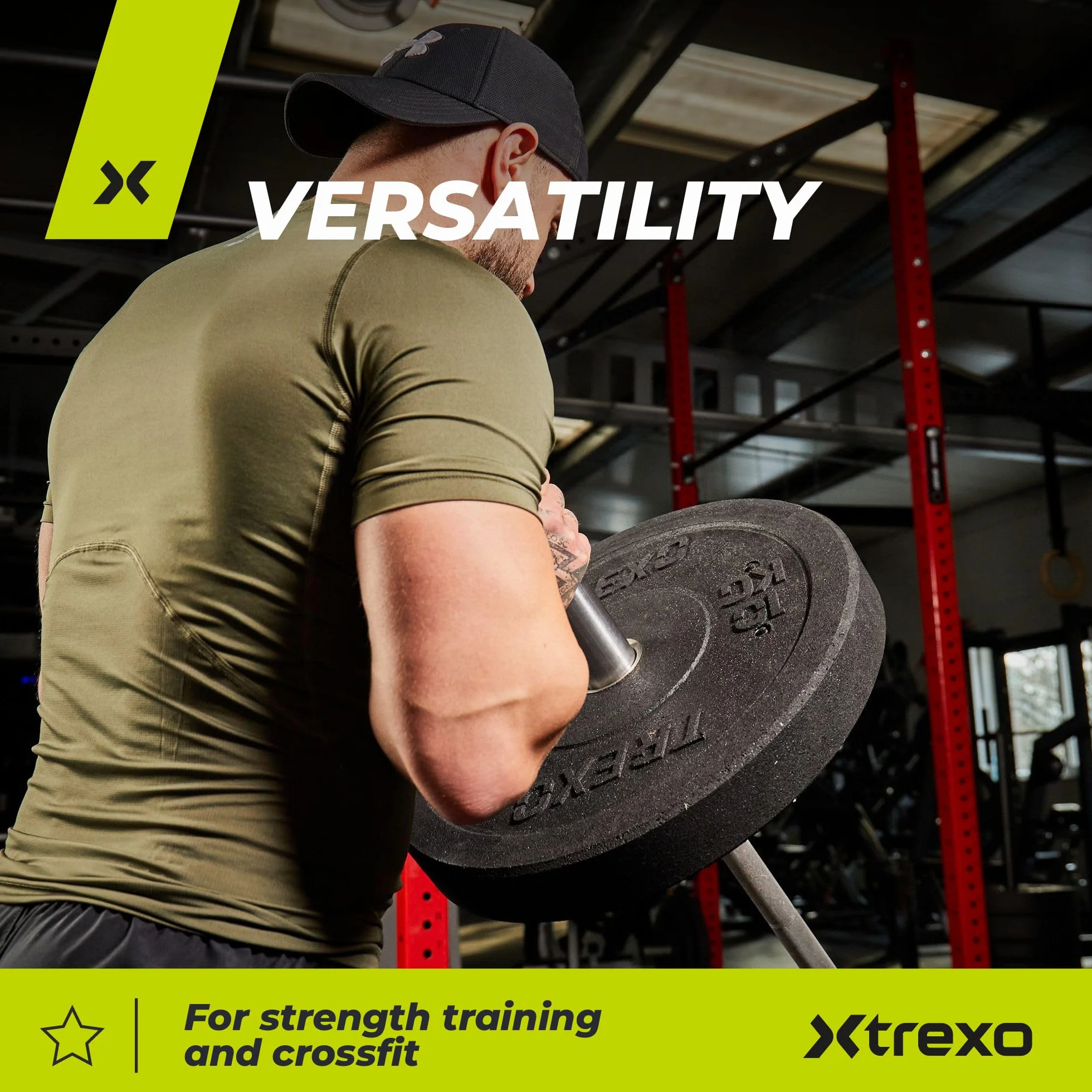 TREXO Olympic bumper tarcza do sztangi gumowana, trening siłowy crossfit