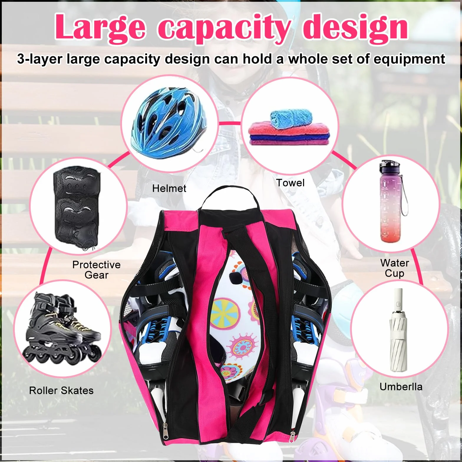 ADERTOS Torba na wrotki, unisex torba na łyżwy