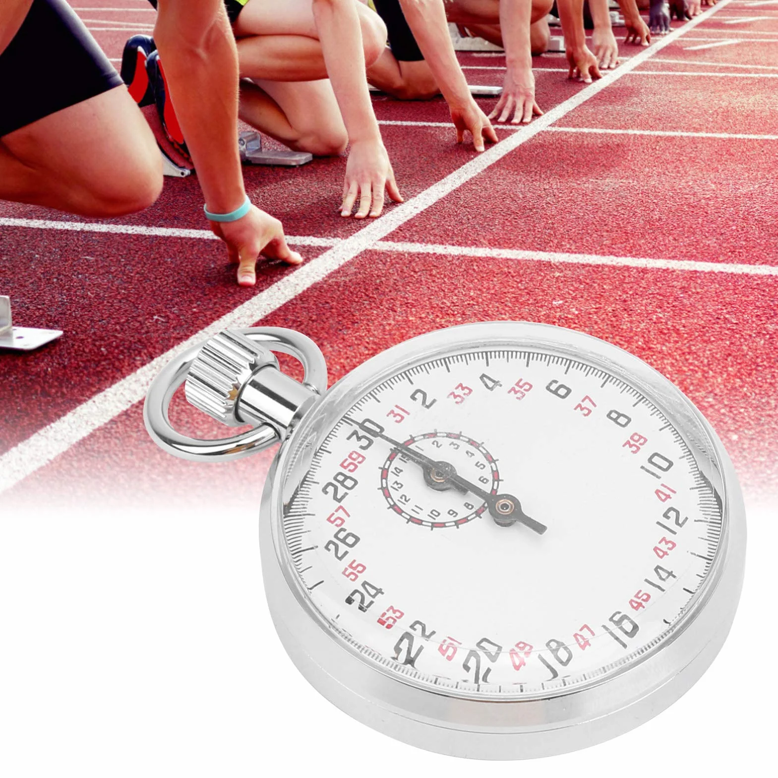 Stoper Sportowy, Stoper Mechaniczny Okrągły Chronograf Sportowy Minutnik Sprzęt do Nauczania Fizyki do Nauczania Sportu i Fizyki Stal Nierdzewna