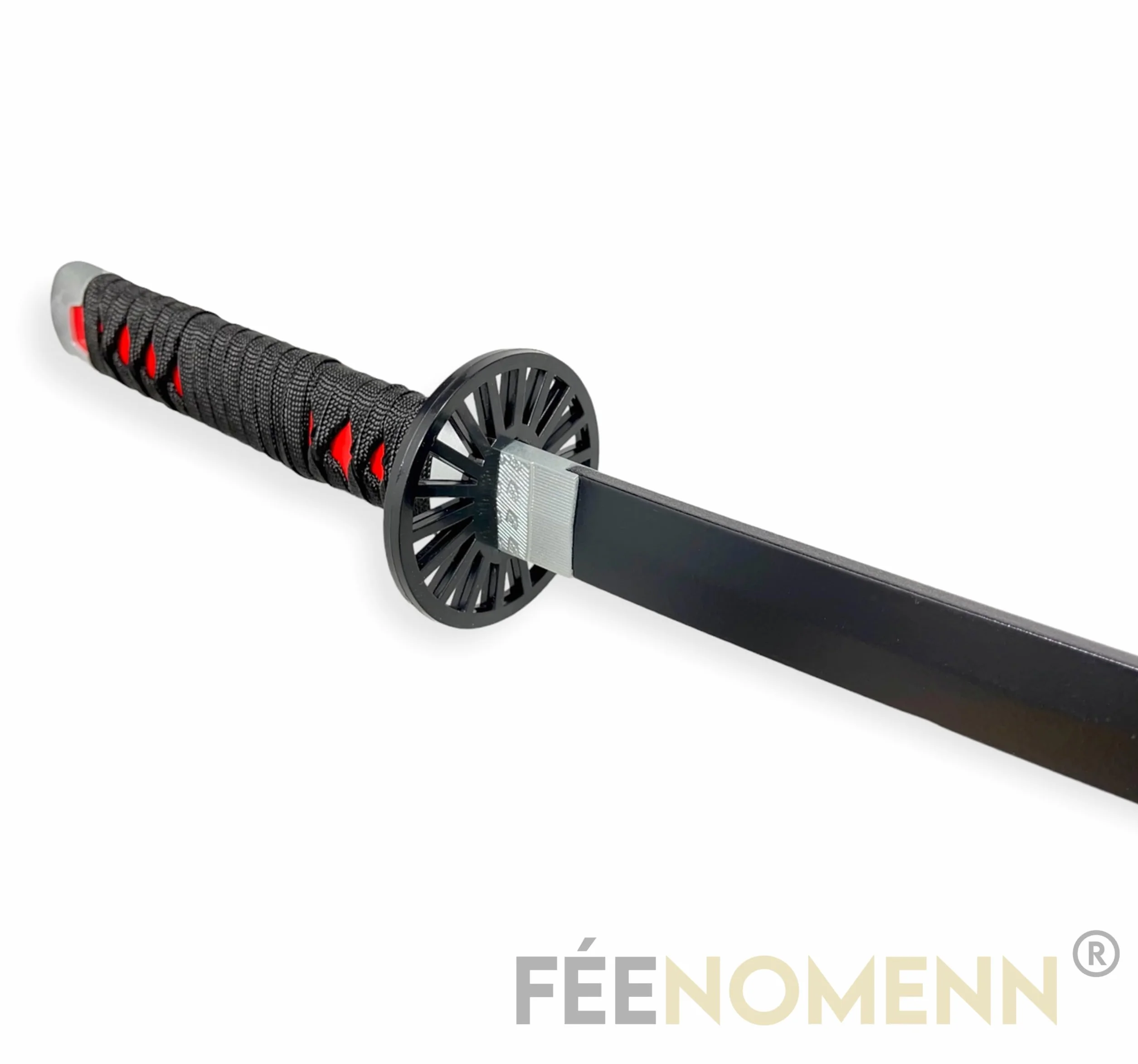 Katana Tanjiro Kamado Czarny Nichirin - Miecz Drewniany Ostrze - Japoński Stojak W zestawie