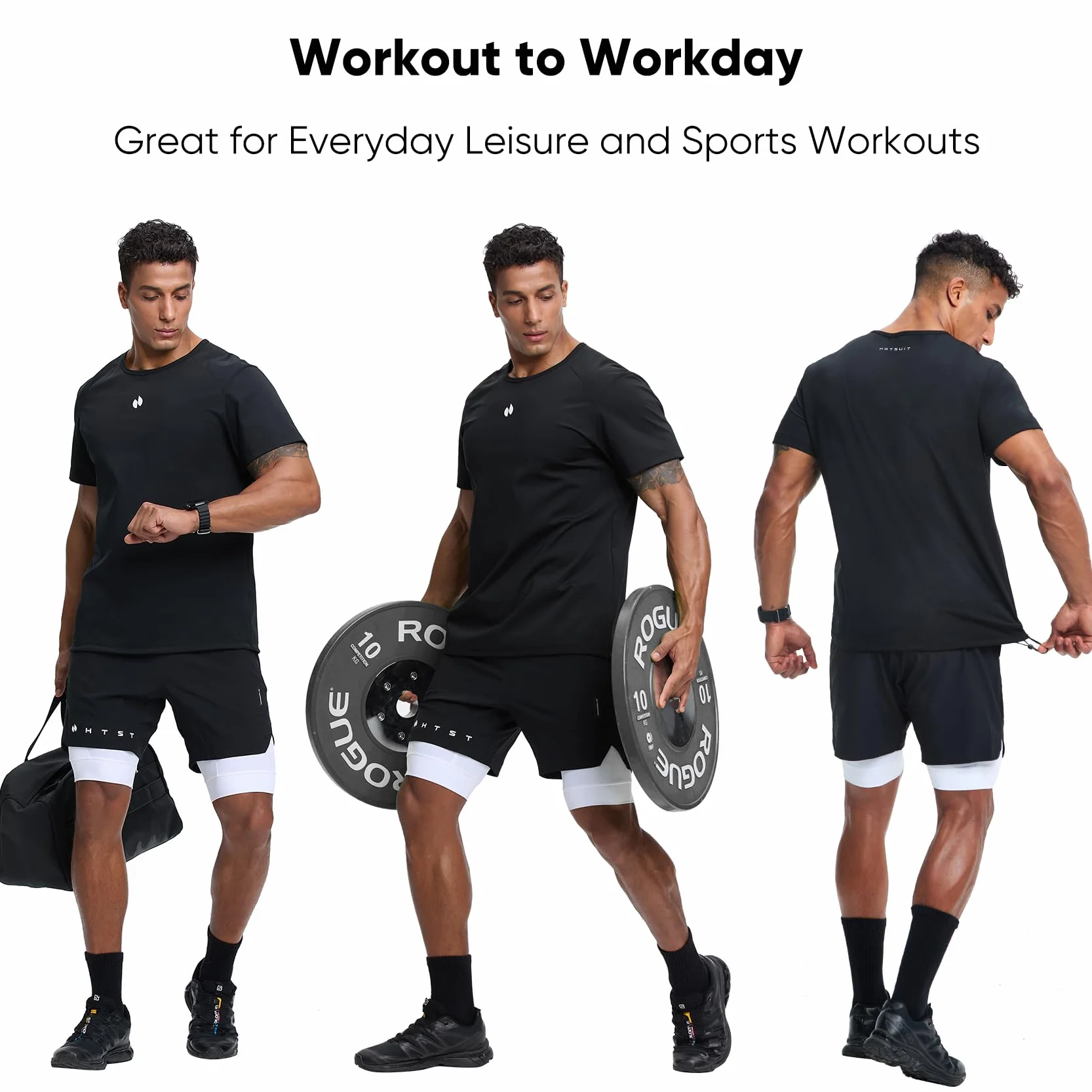 HOTSUIT Koszula do sauny dla mężczyzn trener talii garnitury do sauny z t-shirtem do utraty wagi łapanie serca dresy dresowe z krótkim rękawem do boksu na siłowni fitness