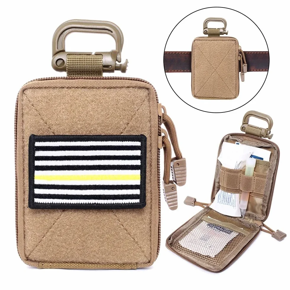 DONGKER EDC Molle Pouch, taktyczna torba w talii, wodoszczelna torba pierwszej pomocy, organizer z mikro-kieszenią, z karabińczykiem, do użytku w nagłych wypadkach medycznych na świeżym powietrzu