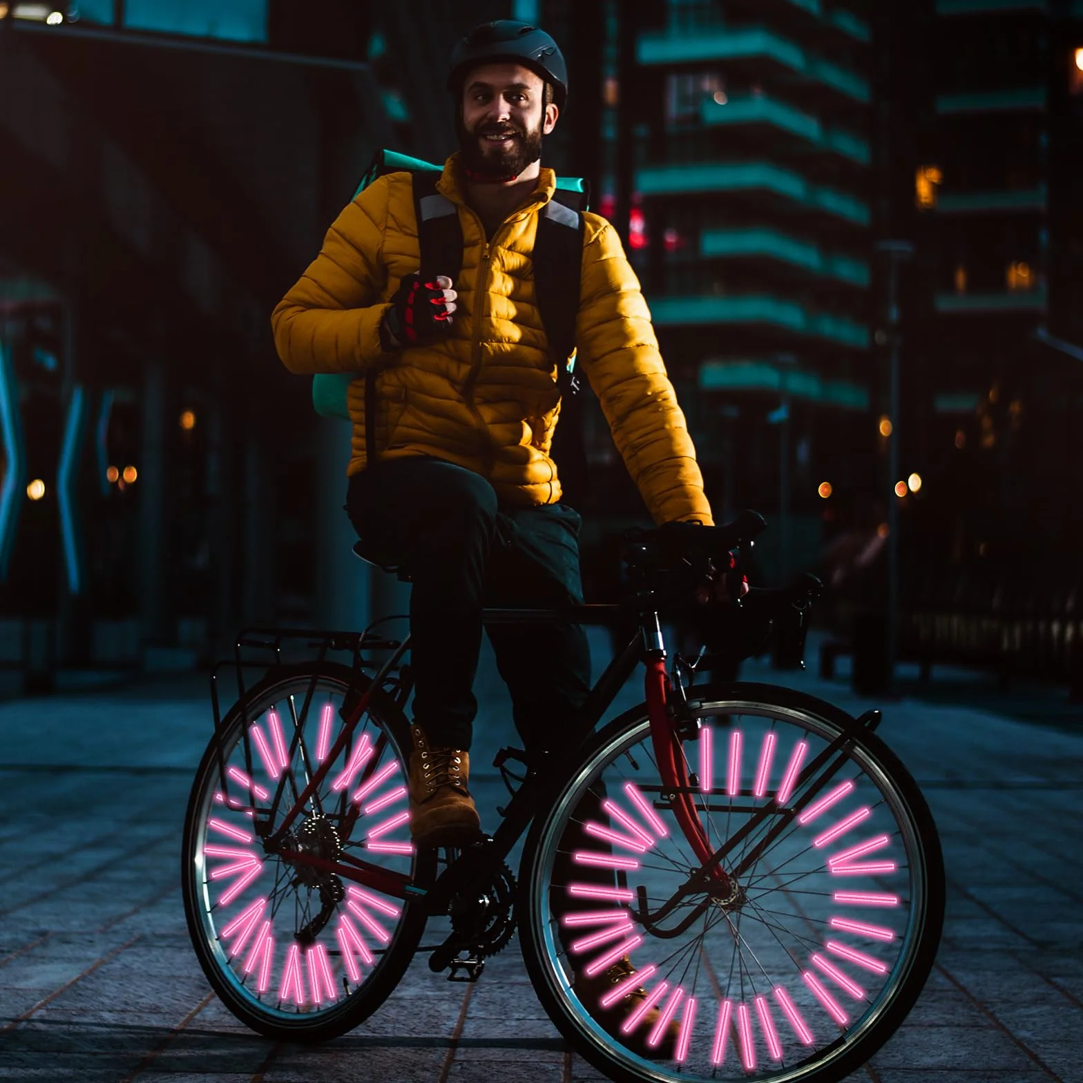 Abeillo 36 sztuk odblasków na szprychy do roweru, widoczność 360°, odblaski szprychowe do popularnych kół szprychowych, reflektor rowerowy do jazdy nocą, łatwy montaż (różowe)