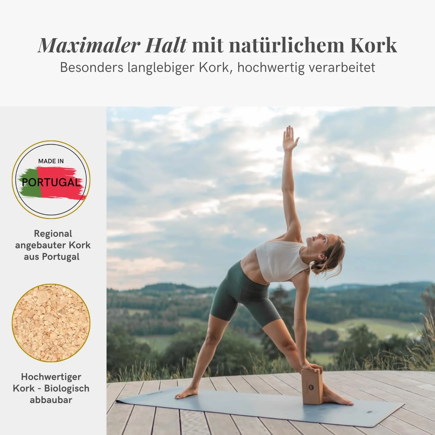 Lotuscrafts Supra Grip Cork Yoga Brick - Ekologiczny Korek z Portugalii - Blok do Jogi - Klocki do Jogi - Cegła z Korka