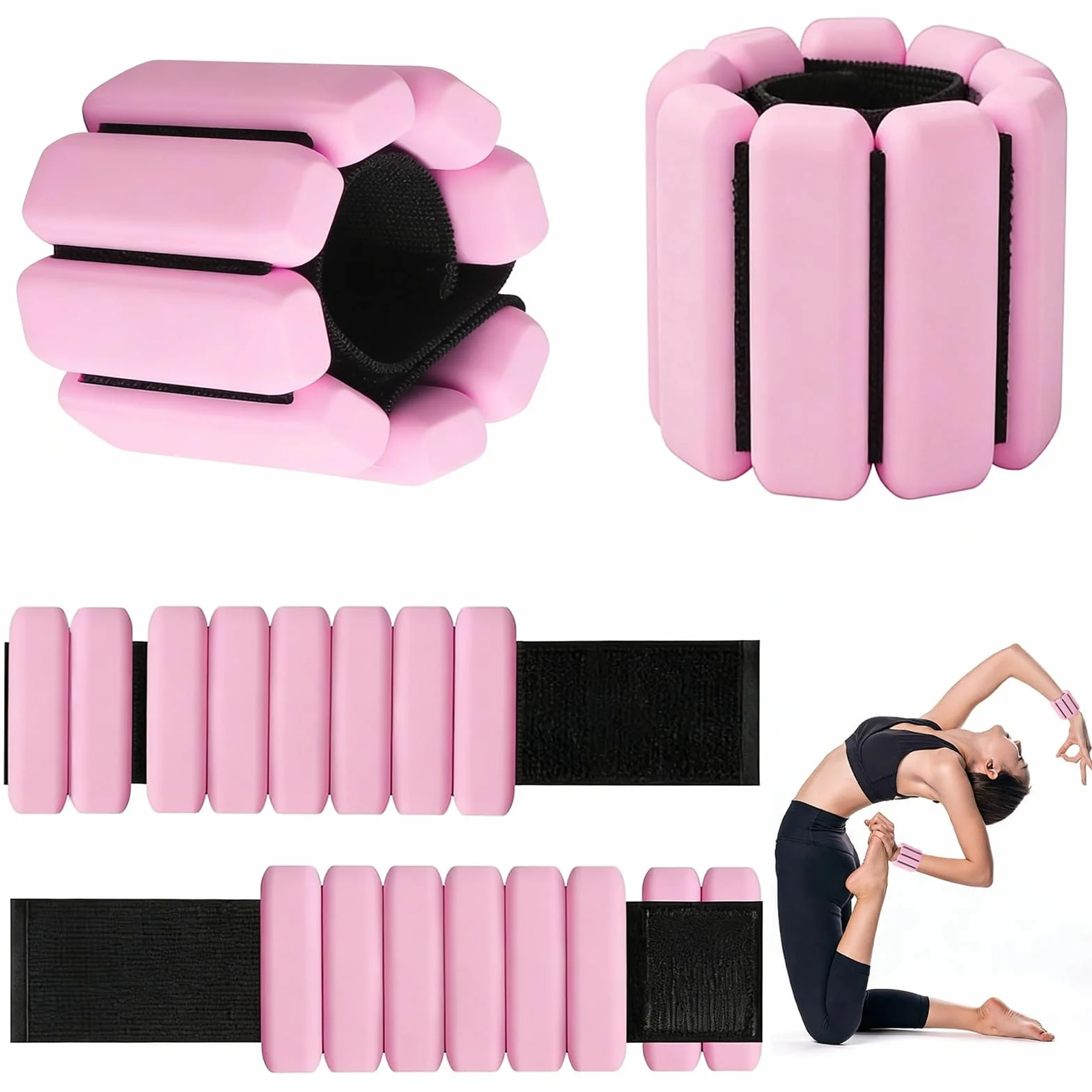 2 sztuki Regulowana waga nadgarstka 0,45 kg każdy, przenośna, waga kostki na nadgarstki i kostki, bransoletka fitness, do ćwiczeń chodzenia joggingu jogi aerobik pilates