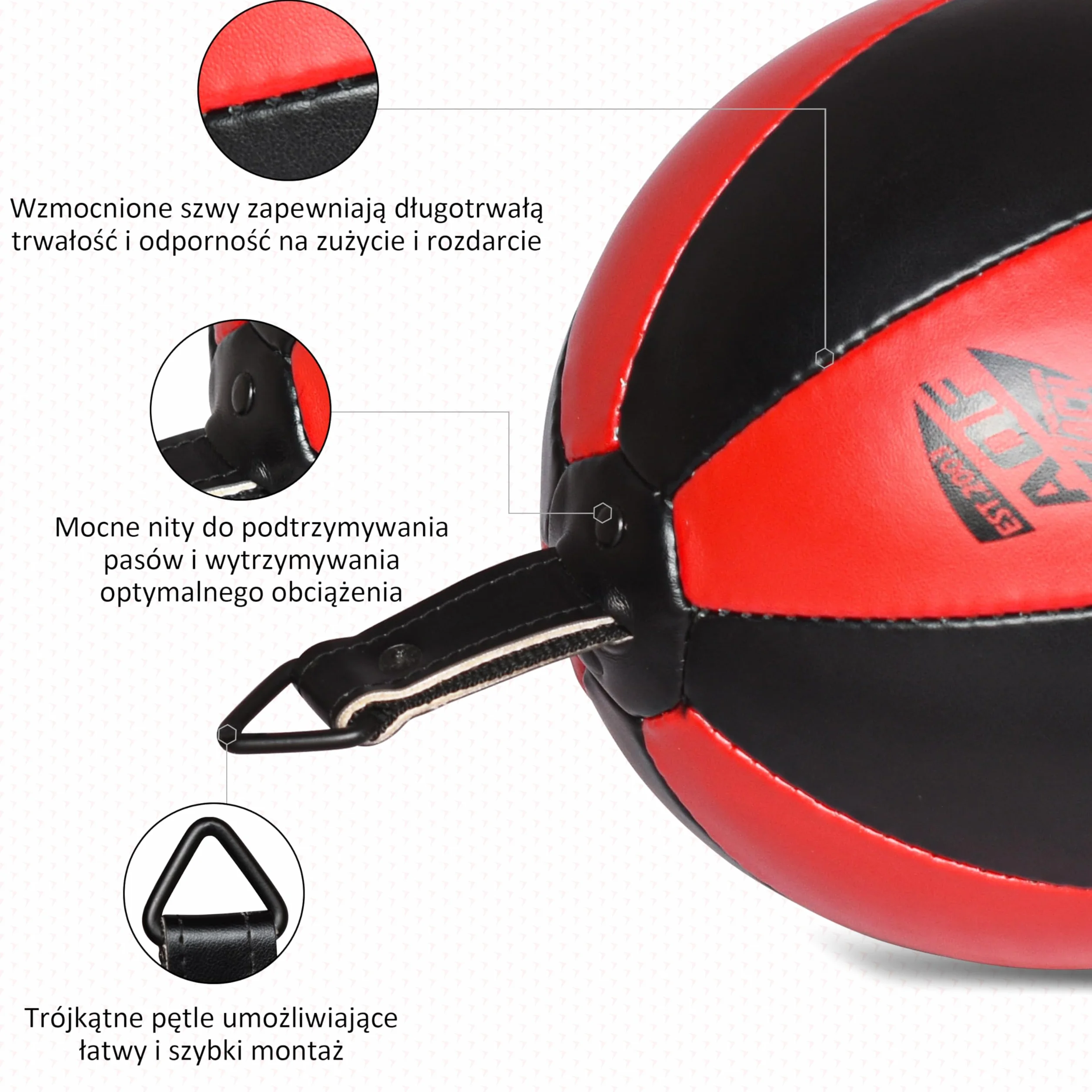 AQF Skórzany Podwójny Koniec Dodge Speed Ball MMA Boks Sufitowy Trening Punching Bag