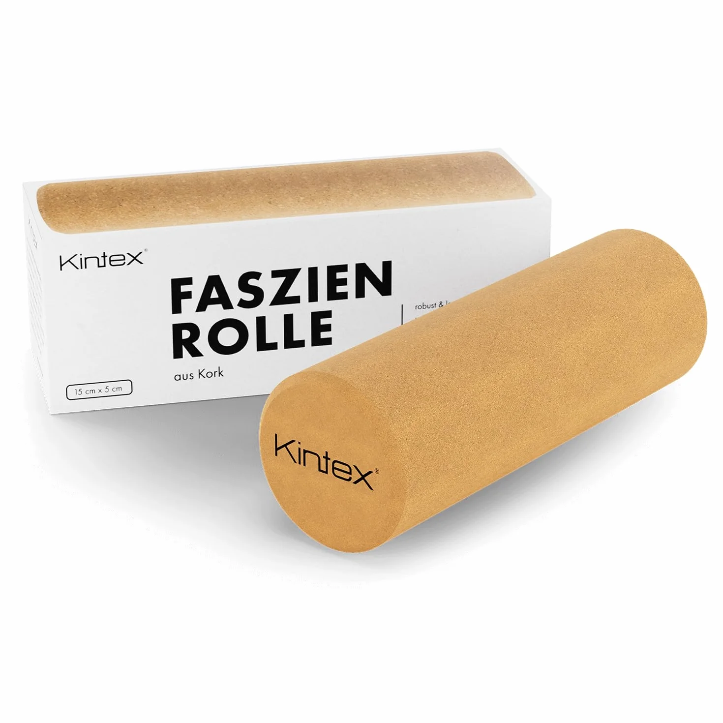Kintex Rolka do masażu powięzi z korka, 33 cm lub 15 cm, rolka do samodzielnego masażu, masażu własnego, regeneracji powięzi i mięśni, wałek do masażu powięzi (15 cm)
