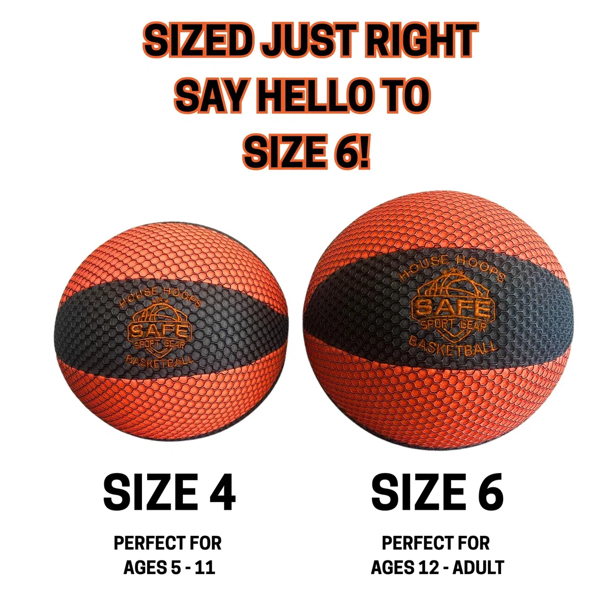 Safe Sport Gear Koszykówka domowa - Koszykówka HouseHoops - Realistyczna tekstura i odbijanie - nie ściera ani nie rysuje podłóg i ścian