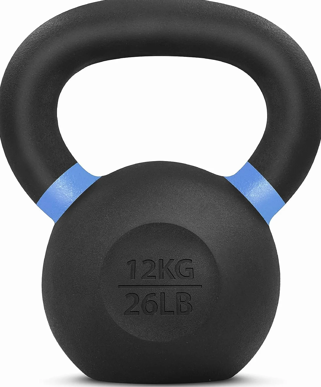 Yes4All Malowany proszkowo żeliwny kettlebell, 12 kg, z szerokim uchwytem i płaskim dnem - do treningu siłowego i crossowego