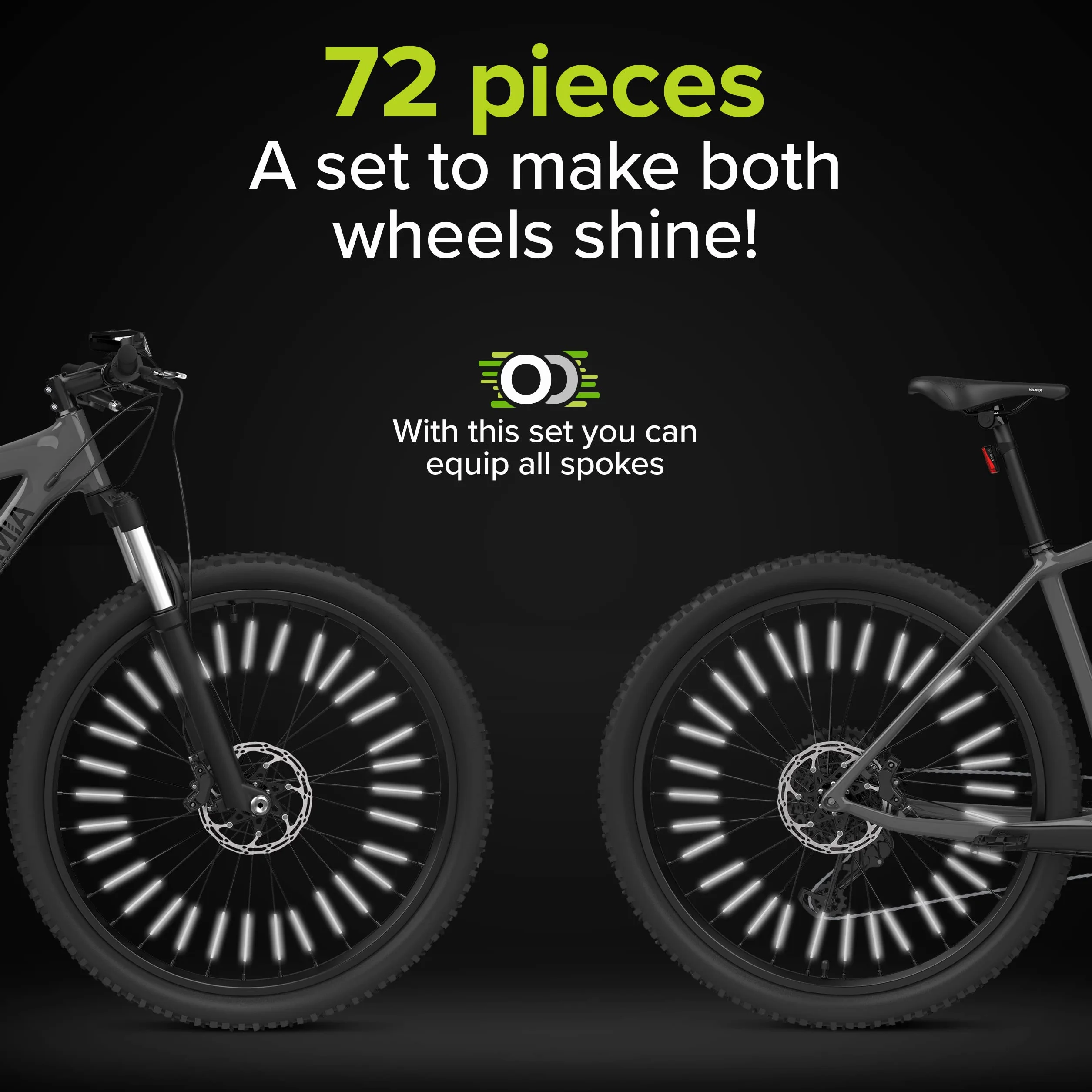Velmia Reflektory rowerowe do jazdy nocą, widoczność 360° i łatwy montaż, odblaski ze szprychami rowerowymi 3M Scotchlite, odblaskowe szprychy rowerowe, szprychy rowerowe, odblaskowe szprychy