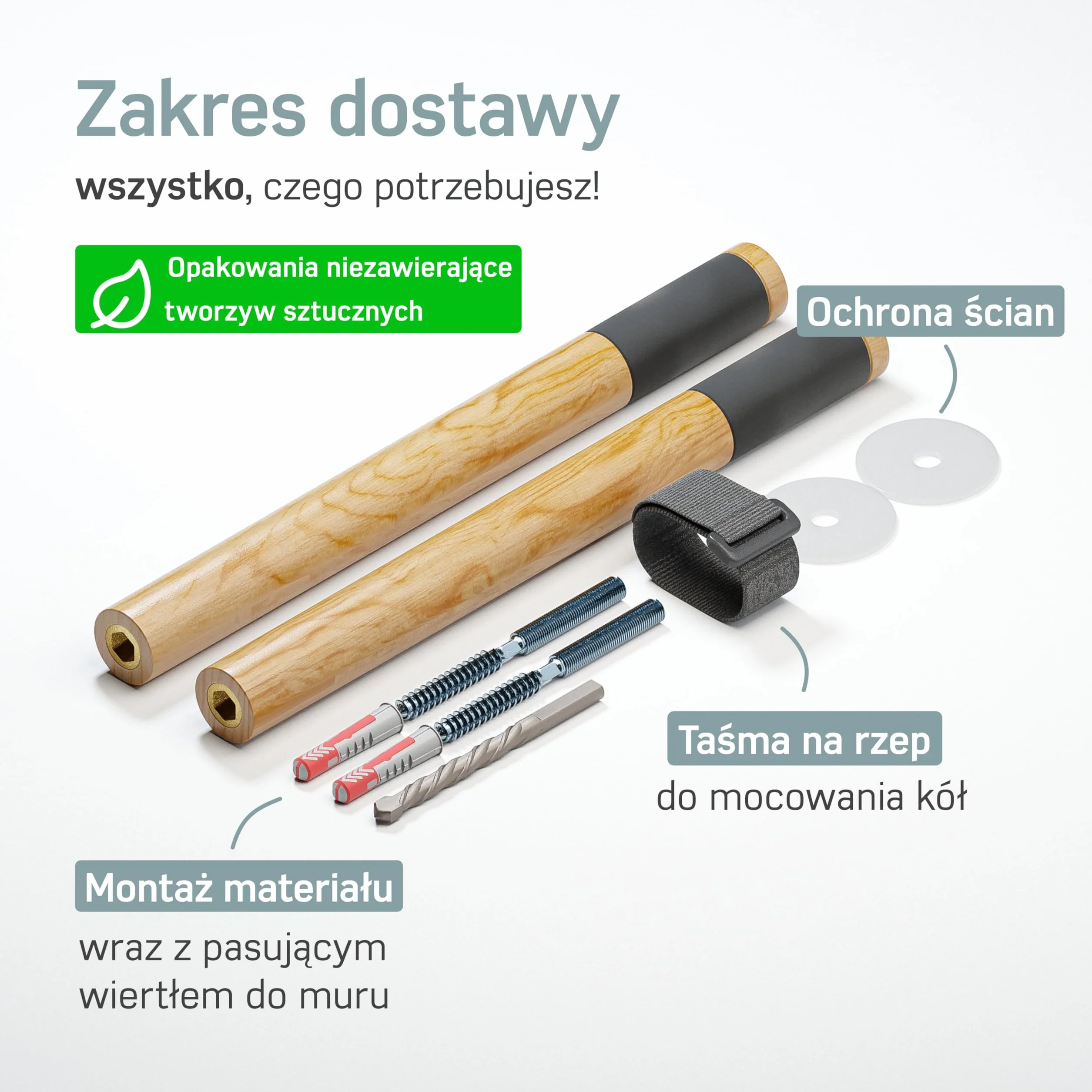 Borgen Uchwyt ścienny do rowerów drewno gumowa podkładka MTB szosowy miejski