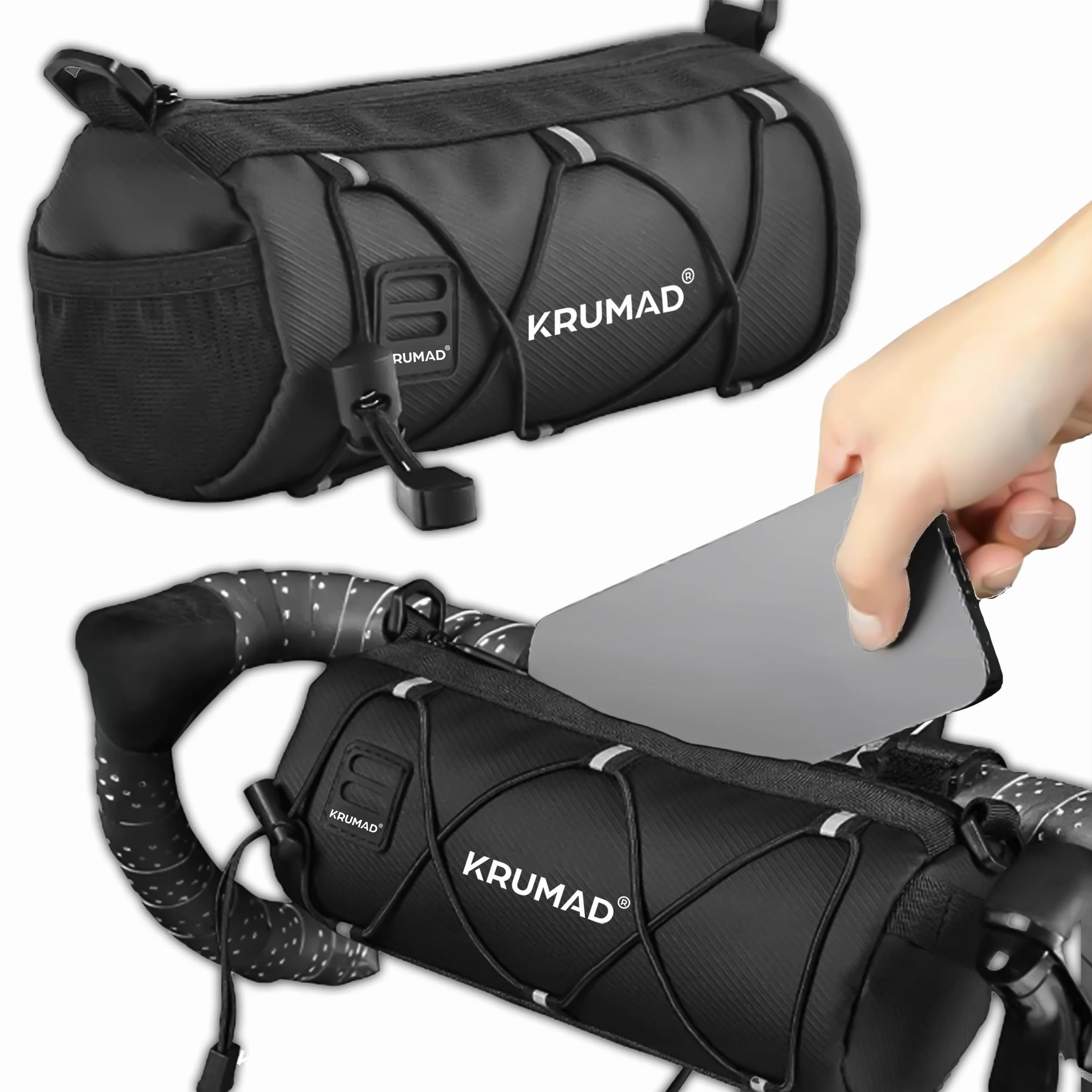 KRUMAD Torba rowerowa na kierownicę wodoodporna z uchwytem na telefon ramowa podsiodłowa MTB gravel