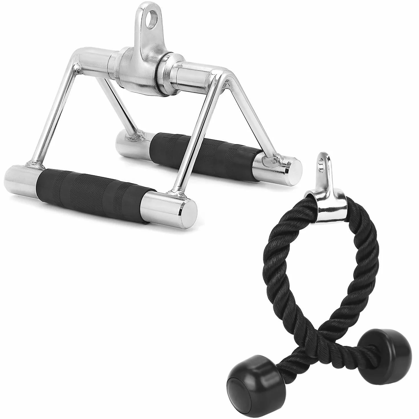 QWORK Lina do tricepsa i rękojeść V z przegubem obrotowym akcesoria fitness do bloczków linowych