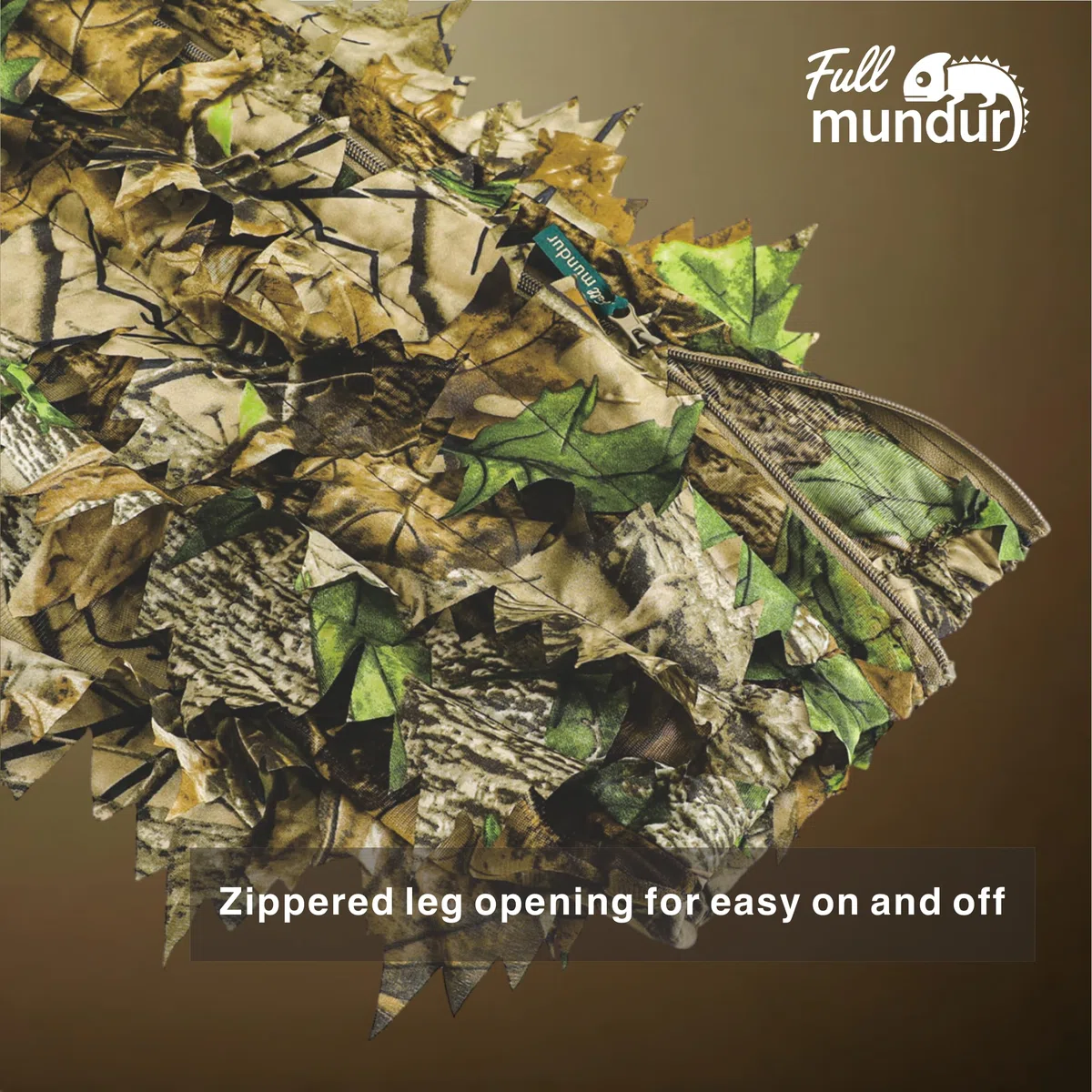 Camo kurtka myśliwska, kombinezon z liści