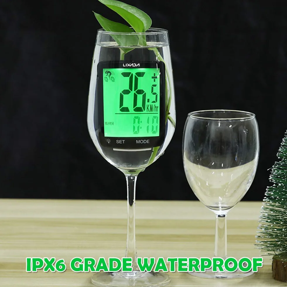 Lixada Bezprzewodowy licznik rowerowy z 2,8 cala Wielofunkcyjny francuski wyświetlacz LCD HD ekran IPX6 wodoodporny komputer rowerowy miernik temperatury 80 x 54,5 mm