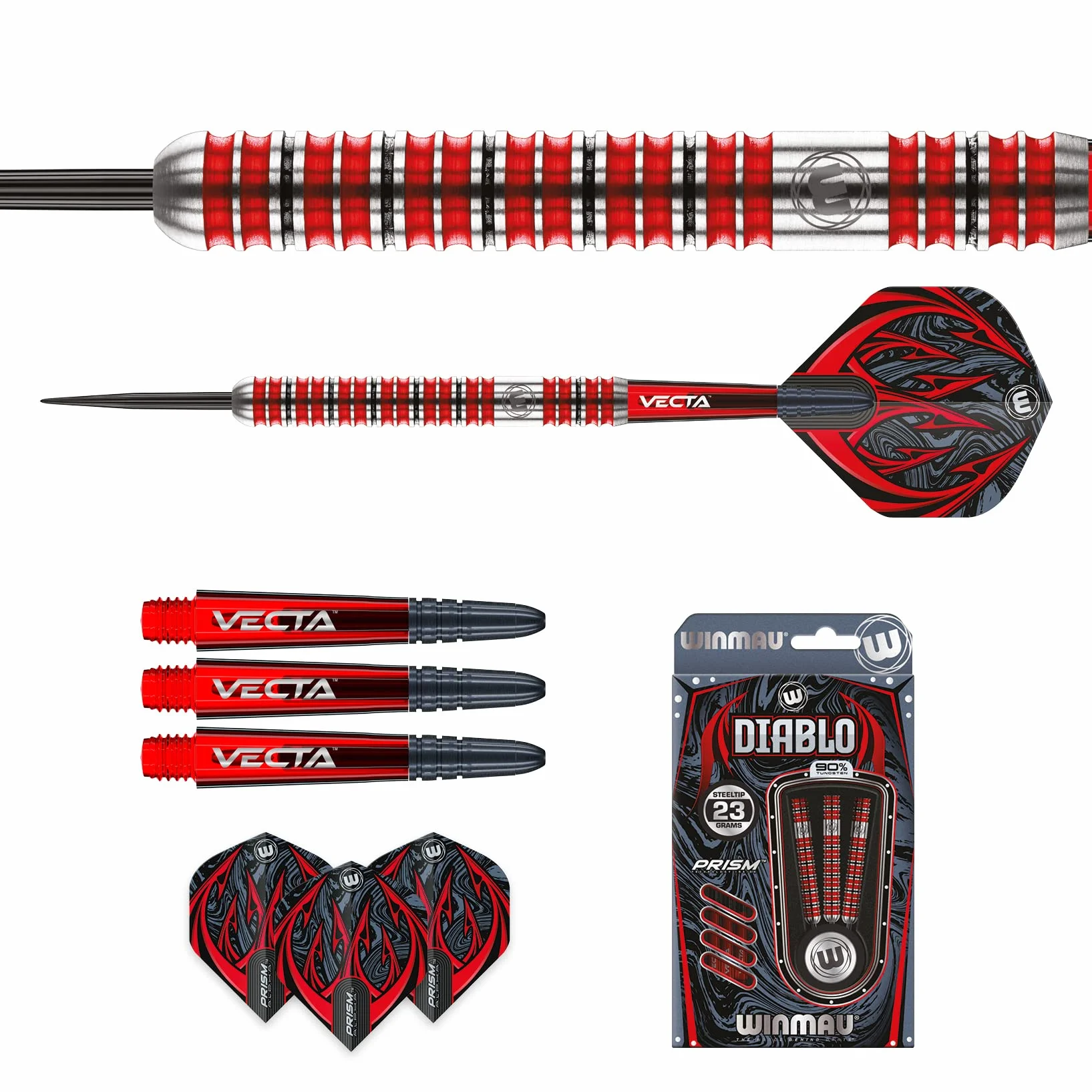 WINMAU Diablo 23 Gramy Profesjonalny wolfram stalowa końcówka zestaw rzutek z loty oraz łodygi (wały)