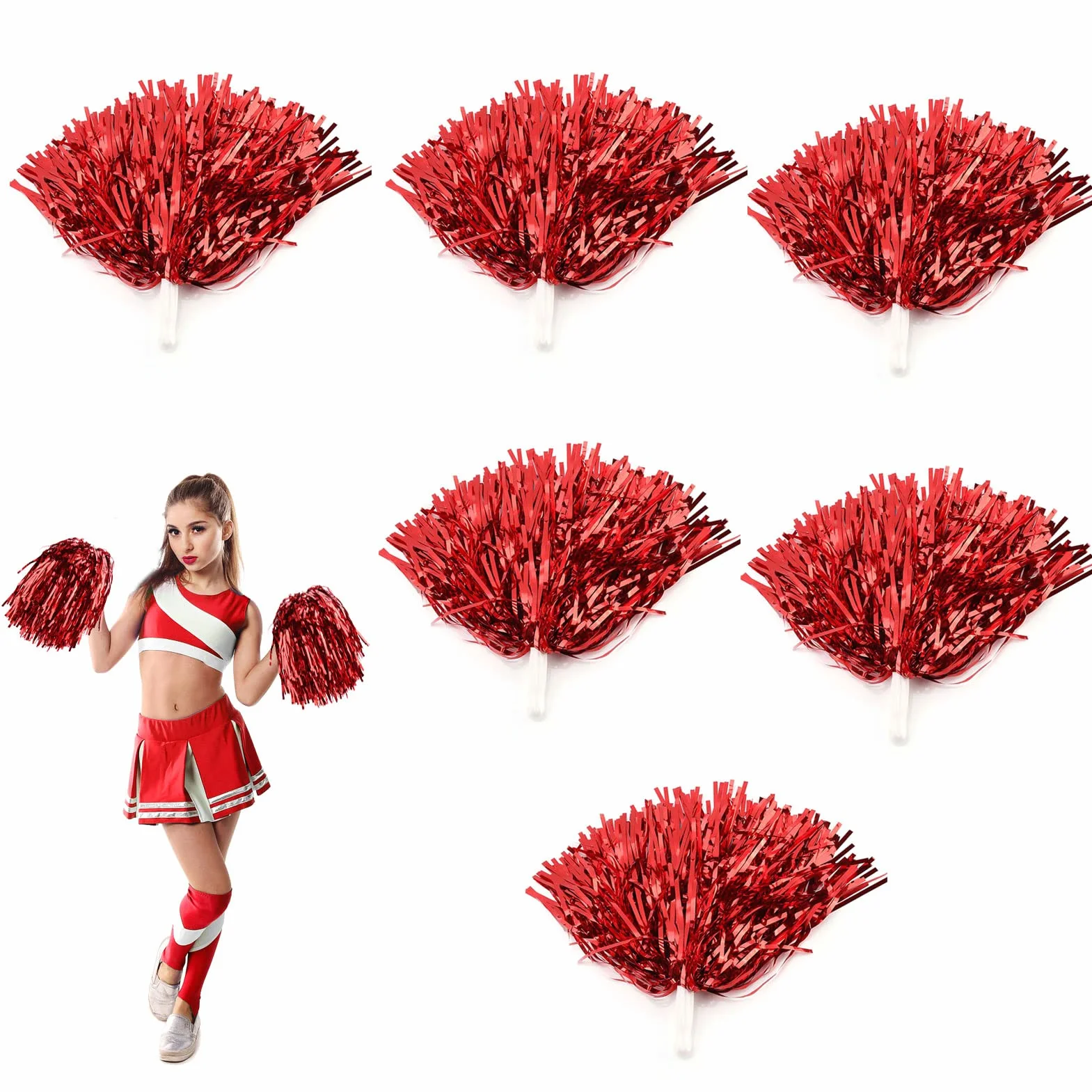 Cheerleading Poms, 7 kolorów 6 sztuk Cheerleading Pom Poms Party Dance Akcesoria Sportowe pompony Cheer