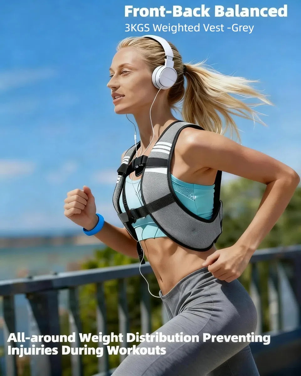 Kamizelka treningowa, 3 kg/5 kg, z paskami odblaskowymi i regulowanymi paskami, kamizelka do treningu siłowego, biegania, cardio i fitnessu