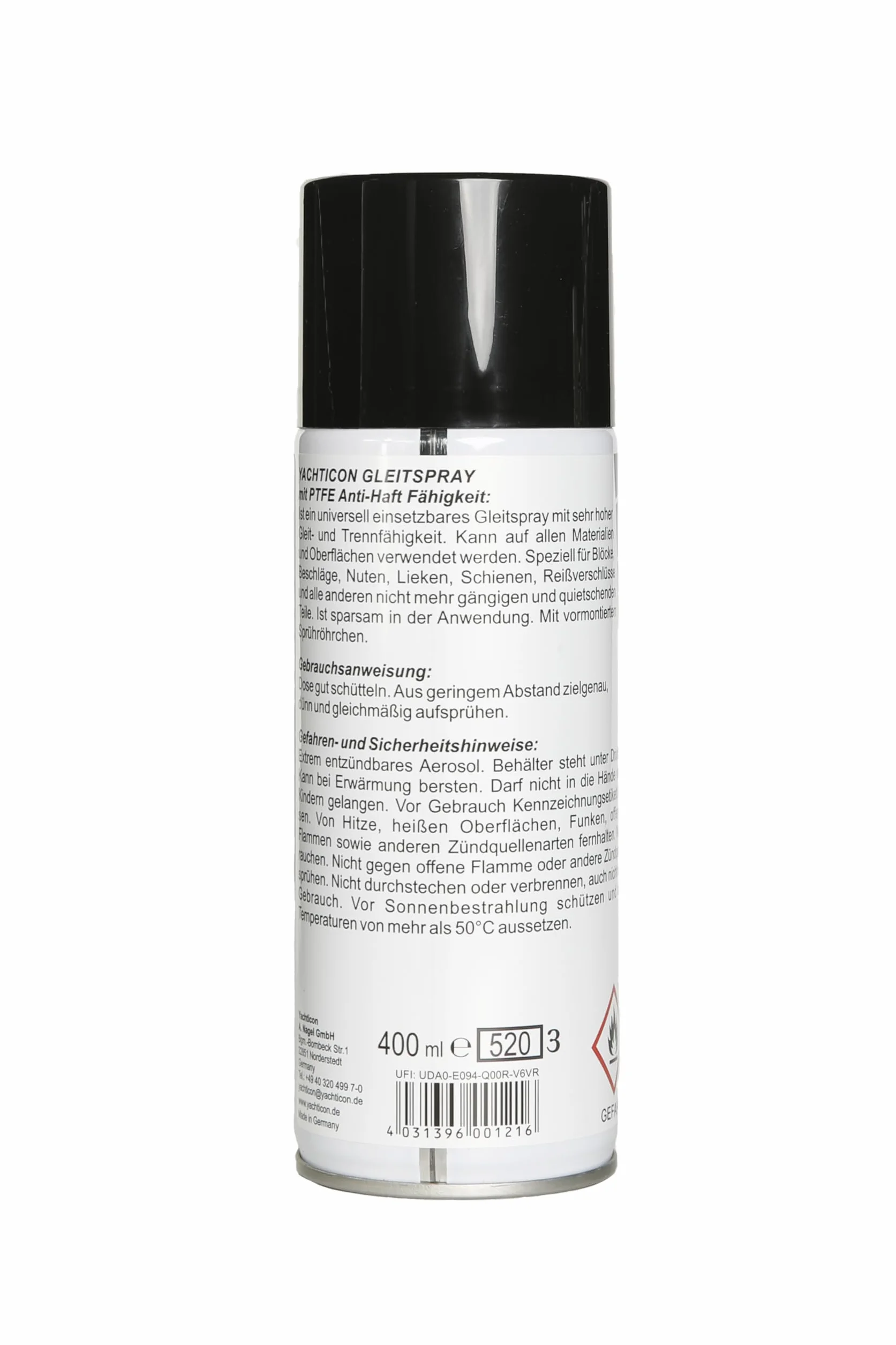 Yachticon spray ślizgowy z teflonem, 300 ml, wysoce skuteczny spray ślizgowy do wszystkich materiałów, bardzo wysoka zdolność ślizgania i oddzielania bez silikonu.