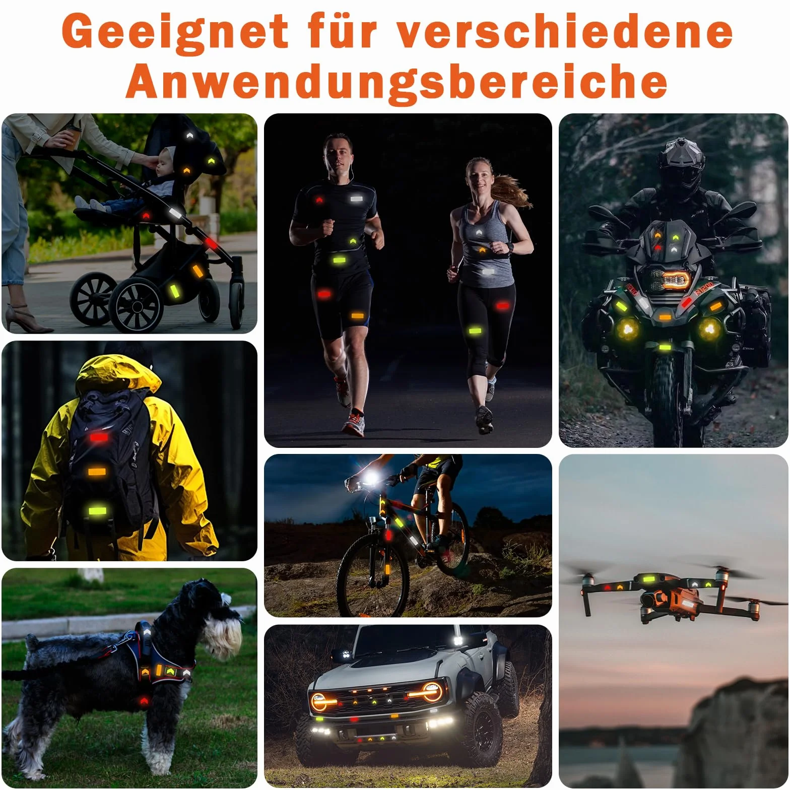 winbest 80 sztuk naklejek odblaskowych, 4 kolory, odblaskowe, samoprzylepne, wodoodporne, odblaskowe naklejki na rower, motocykl, kaski, ubrania