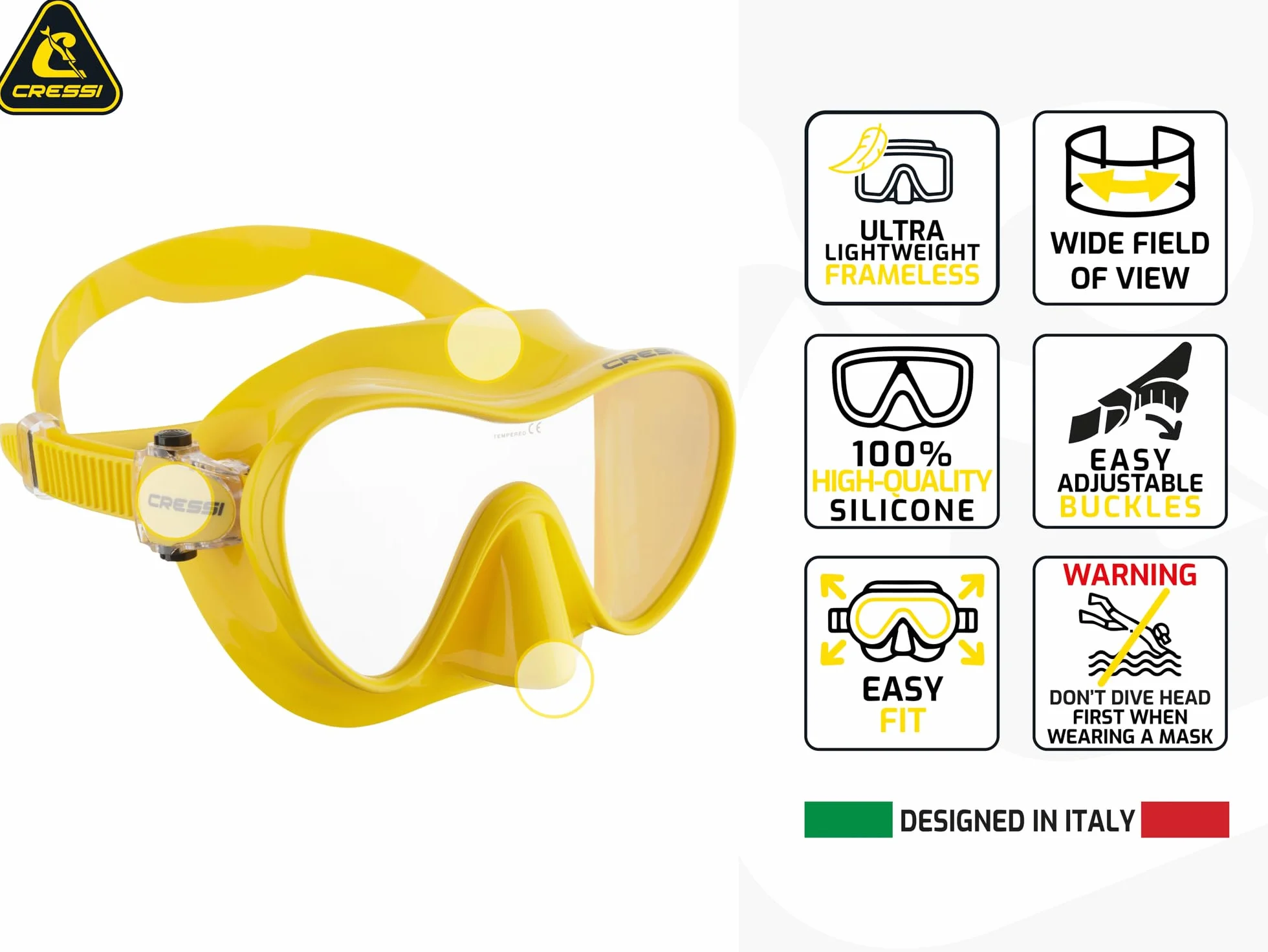 CRESSI F1 - bezramowa maska do nurkowania i snorkelingu, zestaw bezramowa maska do nurkowania i nurkowania, jeden rozmiar, uniseks