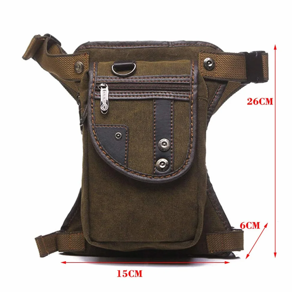 Canvas Motorcycle Drop Leg Bag for Men Women Travel Outdoor Tactical Hiking Climbing Cycling Thigh Waist Pack Fanny Pouch