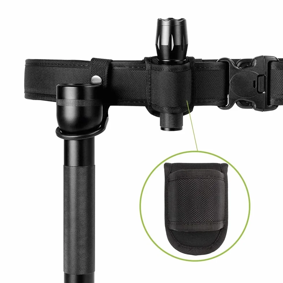 DONGKER Kabura na latarkę taktyczną, kompaktowy uchwyt na latarkę z otwartym blatem, stojak obrotowy o 360°, do polowania na zewnątrz, kemping