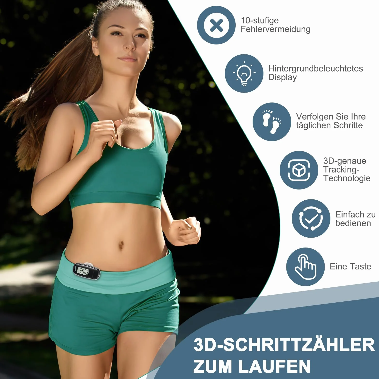 Krokomierz 3D, ładowany przez USB, krokomierz do chodzenia, duży wyświetlacz, prosty krokomierz bez aplikacji, dokładny krokomierz, śledzenie kroków