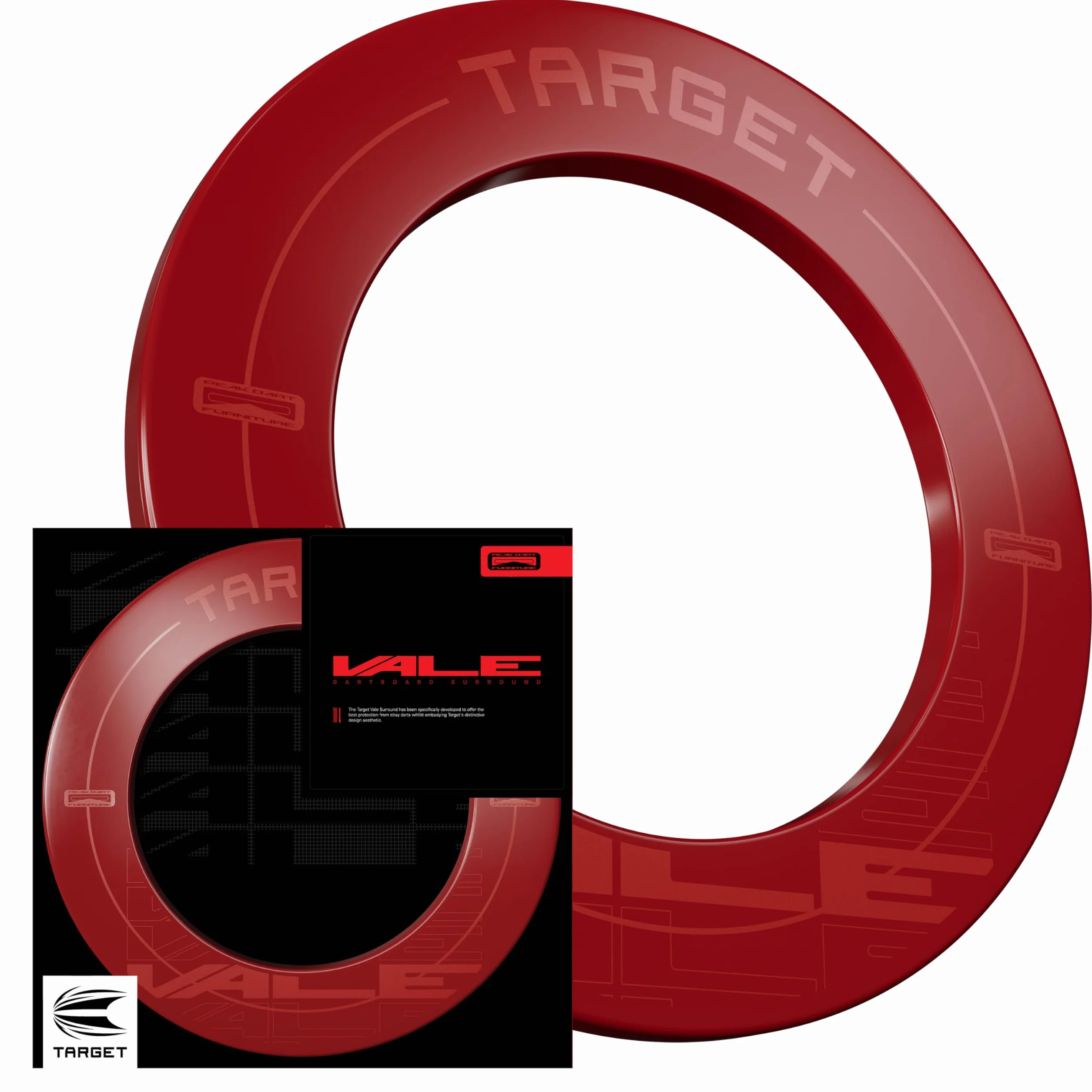 Target Darts Vale Dartboard Surround | Pierścień ochronny na tarczę do rzutek, kompatybilny ze wszystkimi Steel Rzutki z końcówkami, Red Dart Surrounds, Łatwe w montażu zewnętrzne pierścienie ochronne