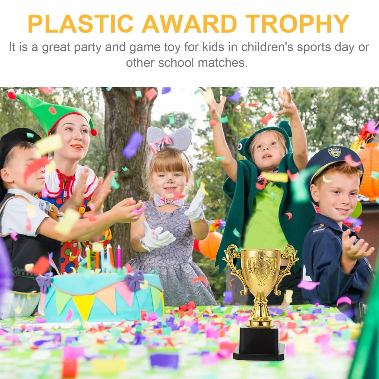 BESPORTBLE plastikowy puchar z podstawą nagrodowy 14,3 cm złoty