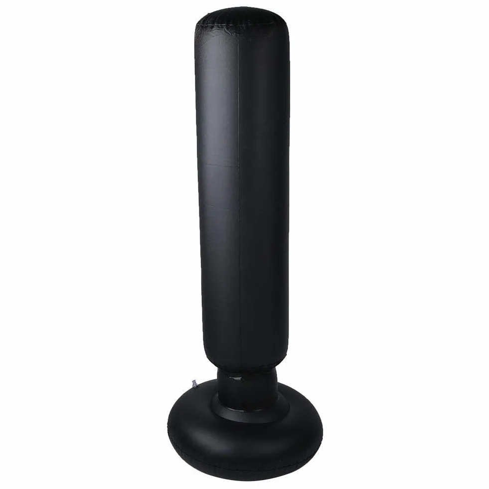 Worek bokserski, PVC 160cm stojący nadmuchiwany worek bokserski dla dorosłych i dzieci, fitness hit sandbag, worek bokserski typu column cup (czarny)