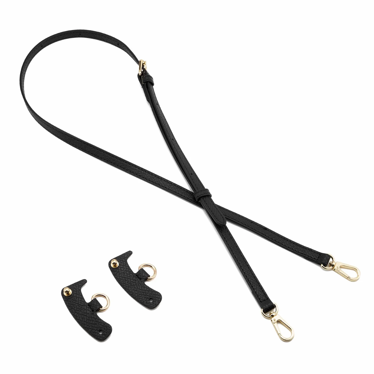 QIUTIMIY Skórzany pasek do torebki, zapasowy pasek na ramię do portfela Longchamp, regulowany pasek na ramię Crossbody (czarny)