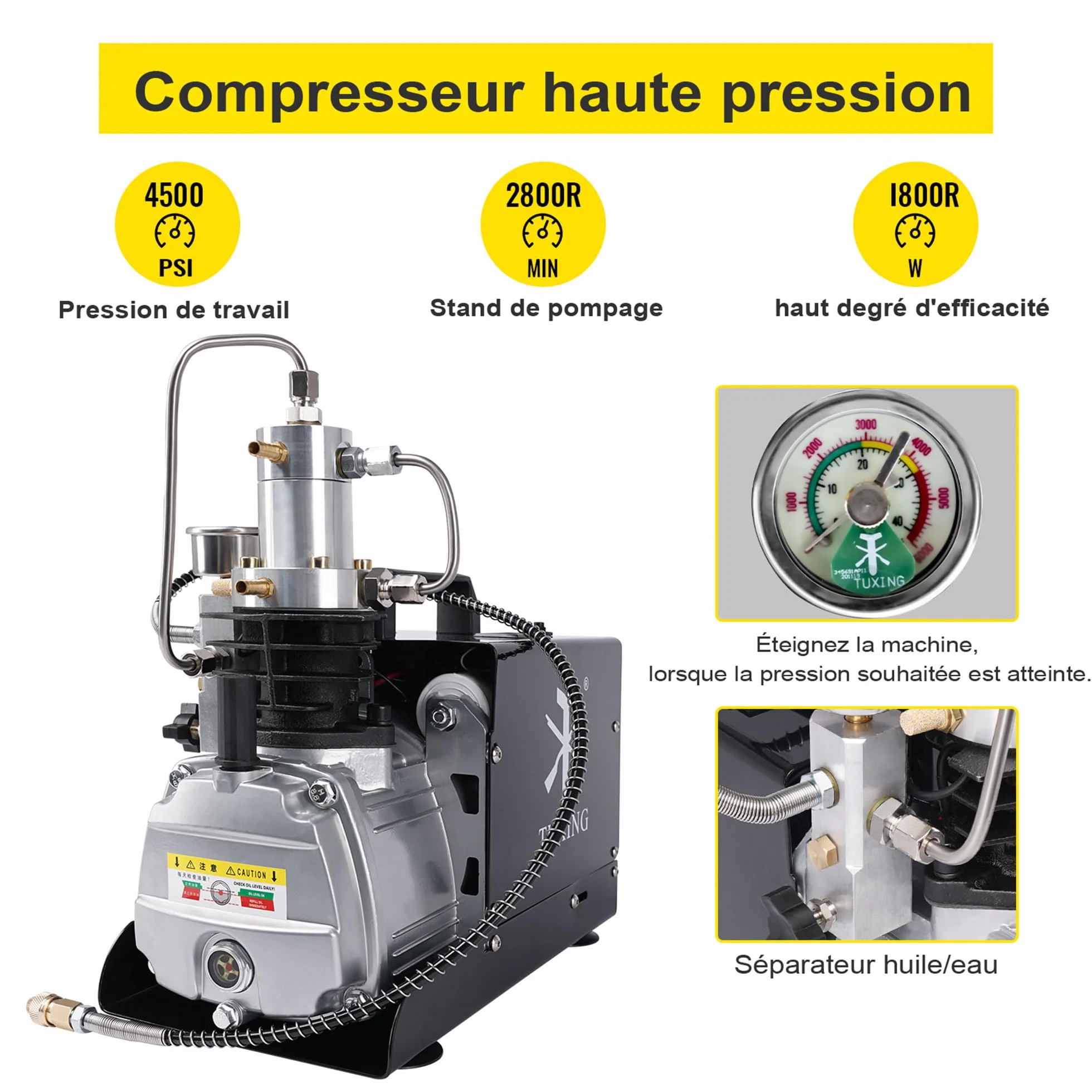TUXING Sprężarka PCP 4500Psi 30Mpa 220V wysokociśnieniowa elektryczna