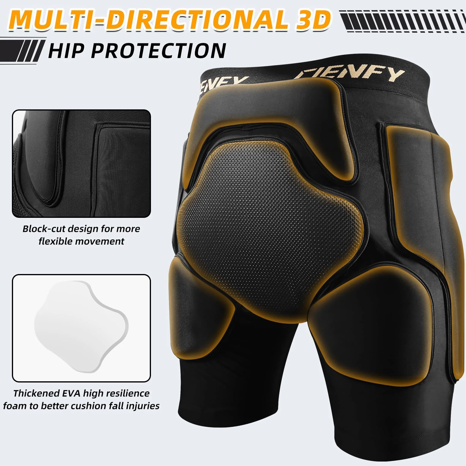 Cienfy 3D Hip Protective Padded Shorts EVA Tailbone Pad Impact Gear