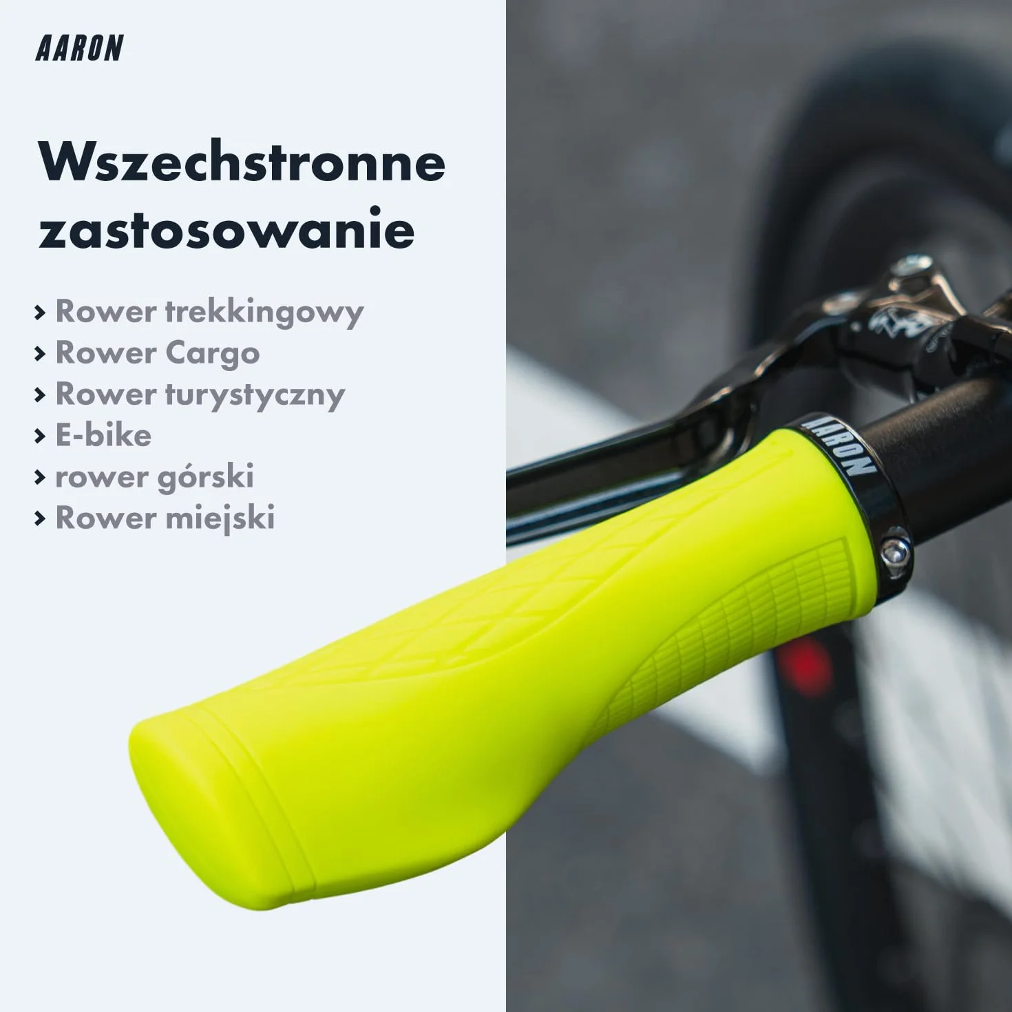 AARON Pasuje do uchwytów rowerowych z amortyzującą powierzchnią nośną, ergonomiczne, antypoślizgowe gumowe uchwyty, miękkie uchwyty do rowerów elektrycznych, rowerów trekkingowych, rowerów górskich,