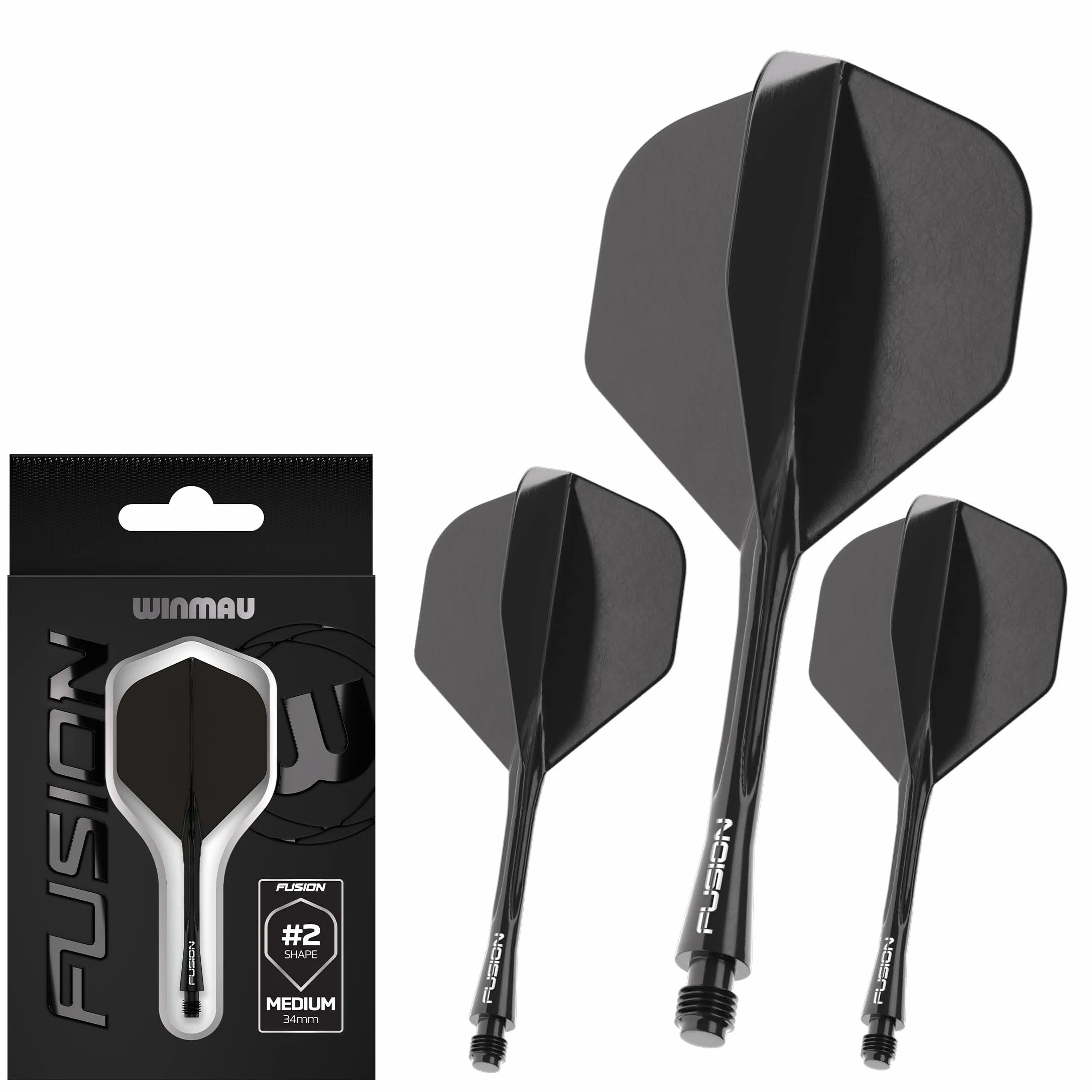 WINMAU Darts - Zintegrowany System Lotek i Trzonków Fusion - Kształt i Design Nr. 2 - Dostępny w Rozmiarach Krótkim, Średnim i Długim - Dostępne w różnych kolorach